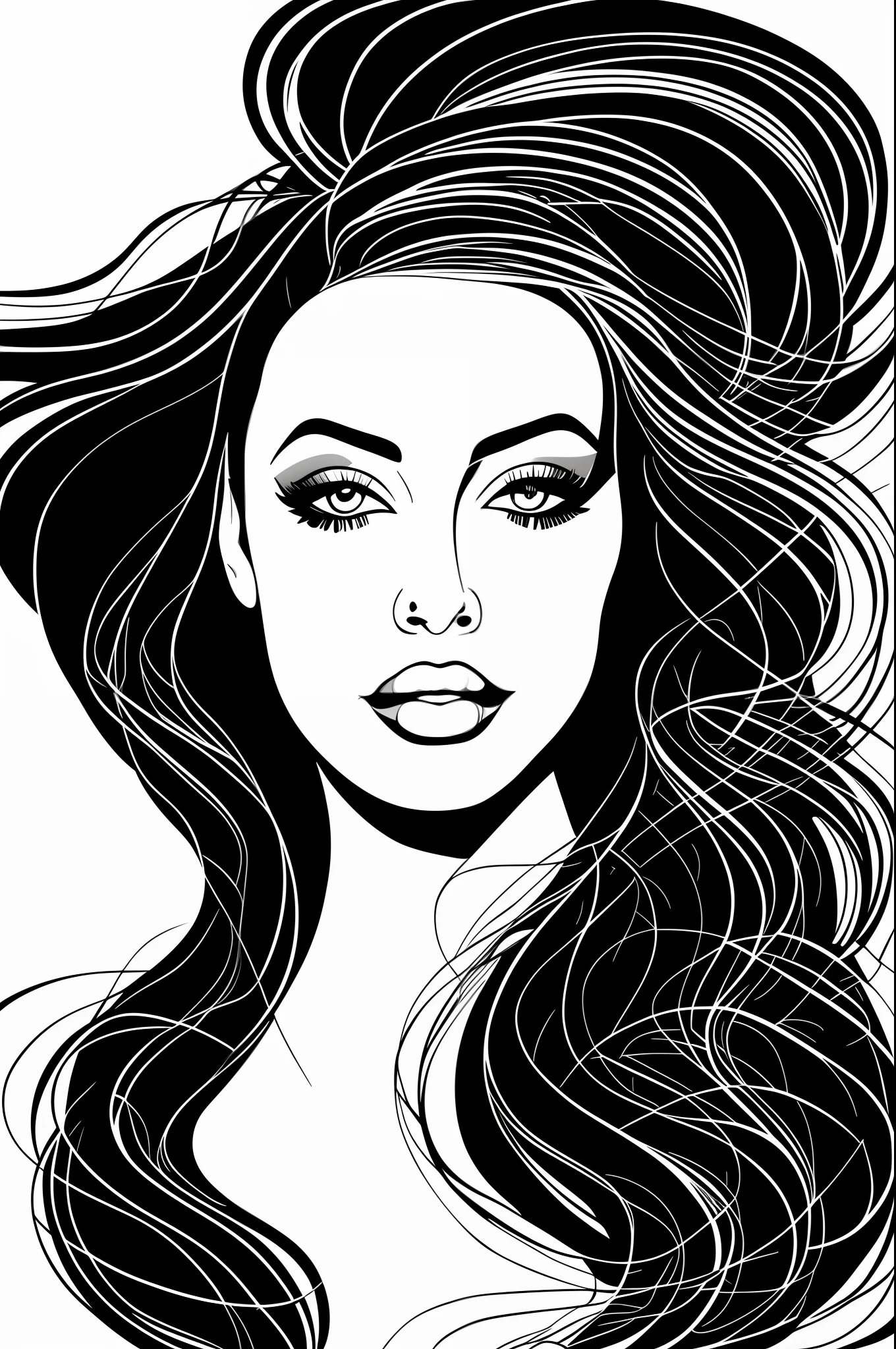 a black and white portait, beautiful extremely sexy woman, sensual body silhouette, vector line - art style, illustration black outlining, illustration line art style, thick vector line art, line art portrait, exquisite line art, line art illustration, in style of digital illustration, vector line art, outlined art, vector style drawing, bold line art, glowwave girl portrait, thin line art