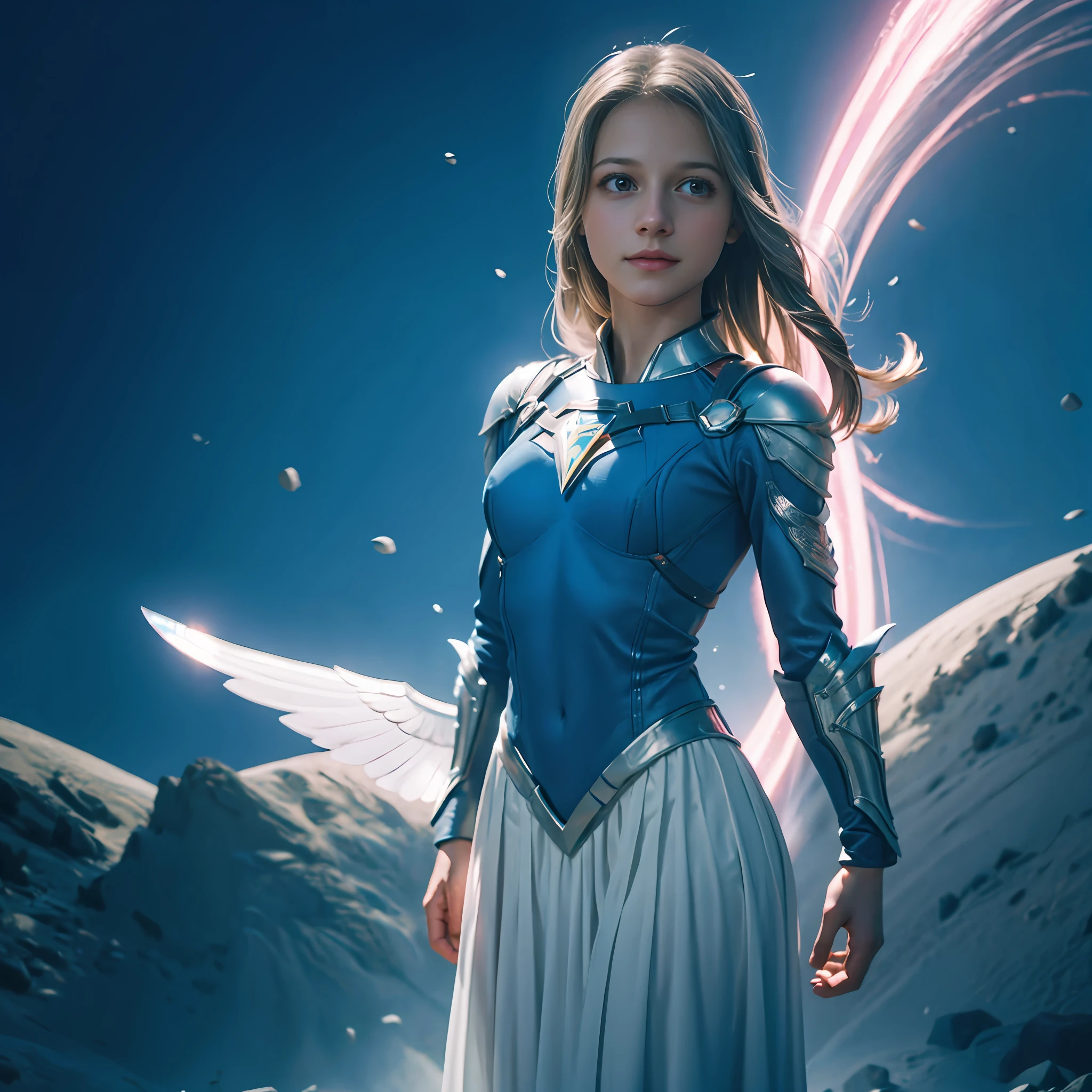 Melissa Benoist super-menina, corpo magra extremamente detalhista, ((peito pequeno)), astral projection, voo, armadura