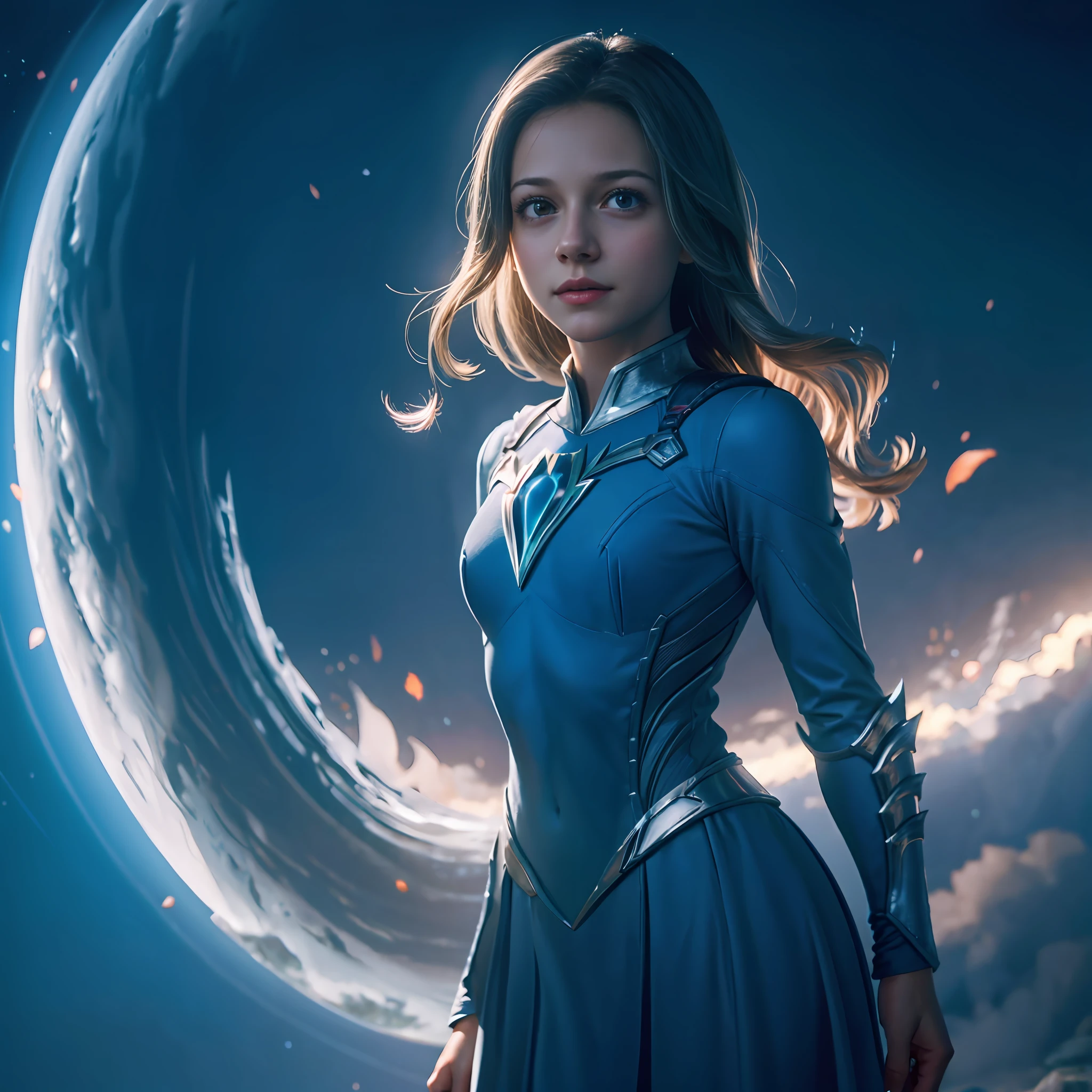 Melissa Benoist super-menina, corpo magra extremamente detalhista, ((peito pequeno)), astral projection, voo, armadura