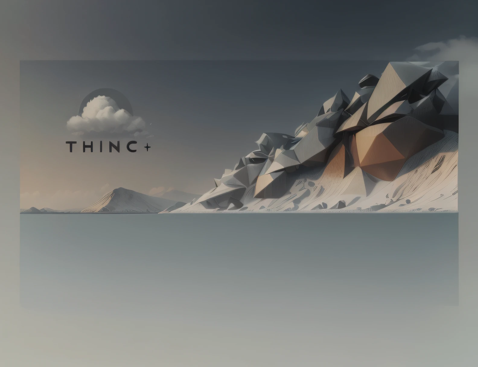 a close up of a cloud with a mountain in the background, THiNC+, THiNC+ build, the thing, thc, from the thing, thinkpad, think in 3 d, packshot, thriving ecosystem, 1/30, ƒ/5.0, 1/60, item, john carpenter's the thing, thin film, #oc