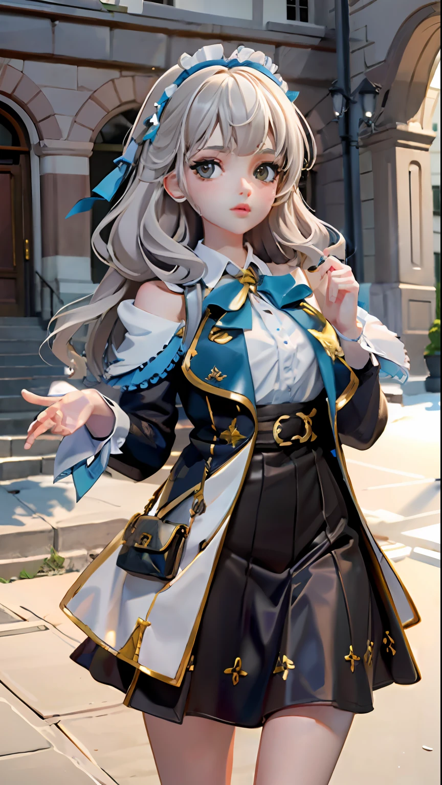 best qualtiy,highly detailed,tmasterpiece,ultra - detailed,(Realistis:1.2),1girll,greyt hair