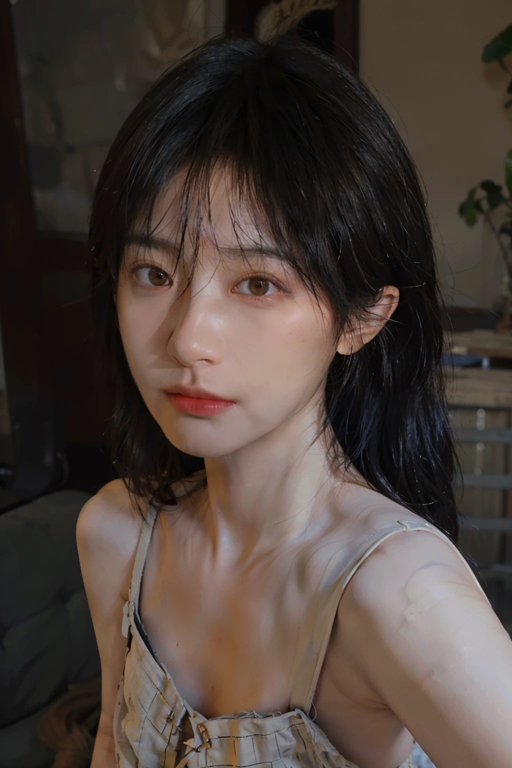 8K,Best quality, masterpiece, ultra high res, (photorealistic:1.4), raw photo, (Authentic skin texture:1.3), (film grain:1.3), (selfie angle),1girl,beautiful detailed eyes and face,masterpiece, best quality,close-up,upper bod,