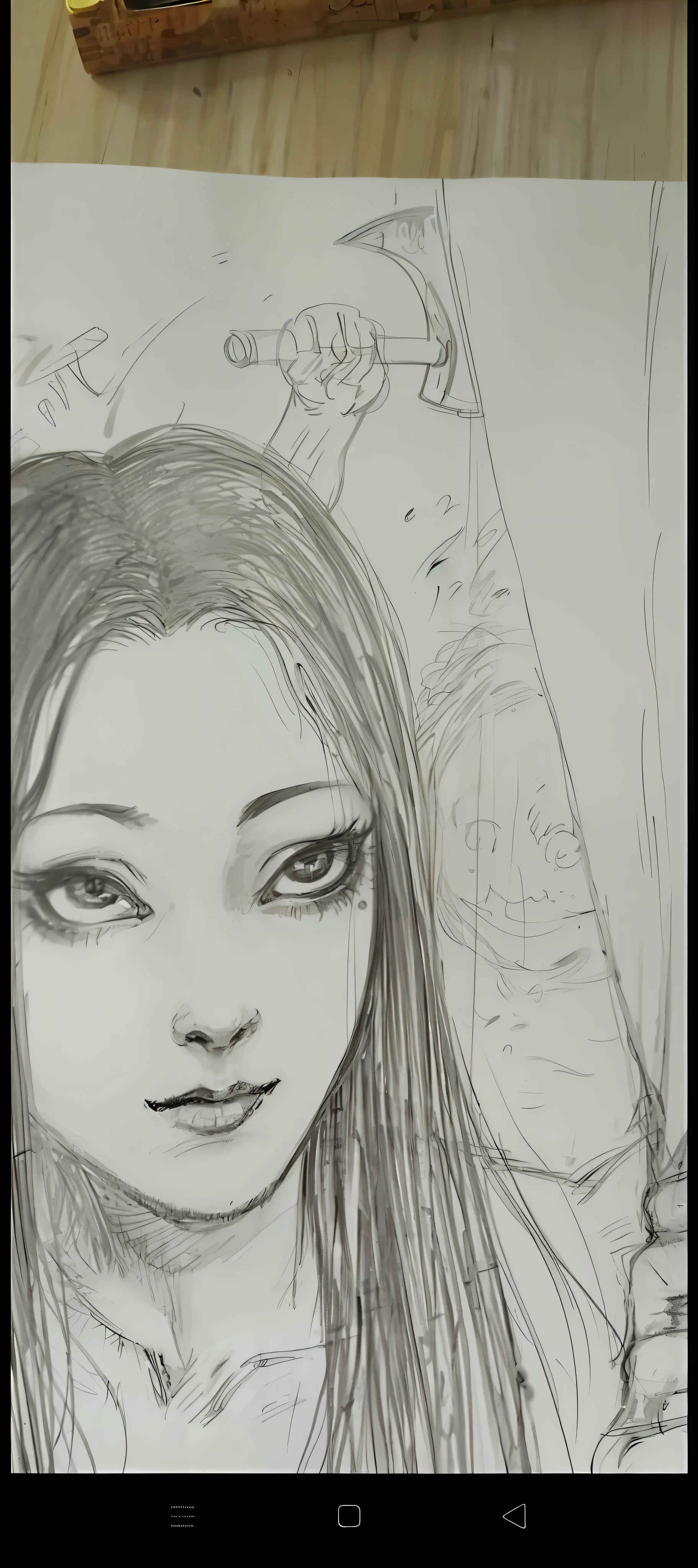A painting of a woman with long hair and a knife, pencil and ink manga drawing, pencil and ink manga, art style of junji ito, Inspired by Junji Ito, junji ito artwork, inspired by amano, comic drawing, anime sketch, ito junji art, subtle junji ito, manga drawing, japanese anime artist drawn, ink manga drawing