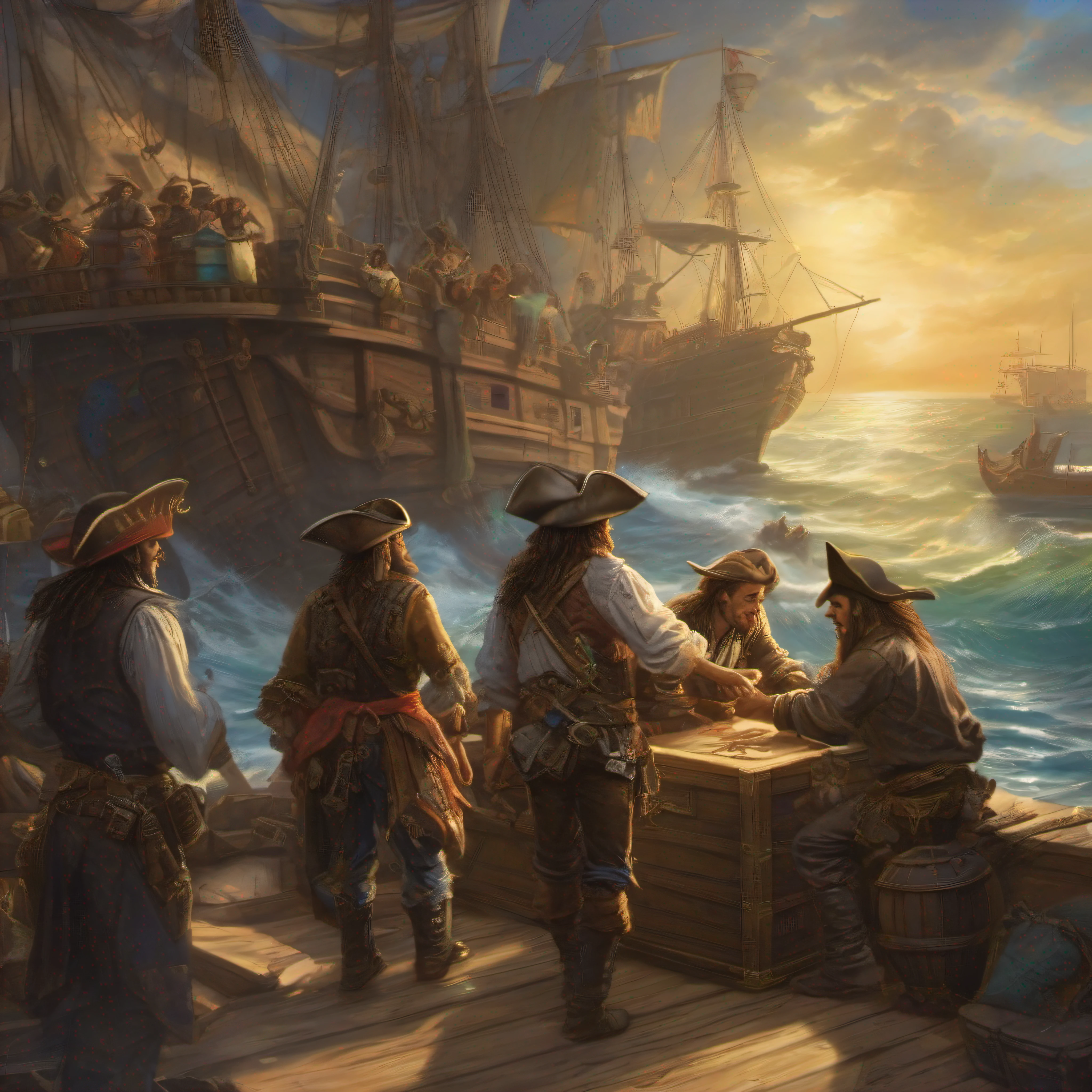 piratas abriendo cofre