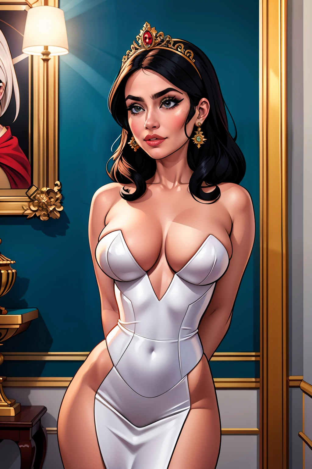(extremely detailed CG unit 8k comic book, obra-prima, melhor qualidade, ultra-detalhado), (In the Royal Palace, luz brilhando em seu rosto), profeta com pele enrugada, cabelos grisalhos, usando tunica (homem velho), olhando para o rei, with a serious countenance.