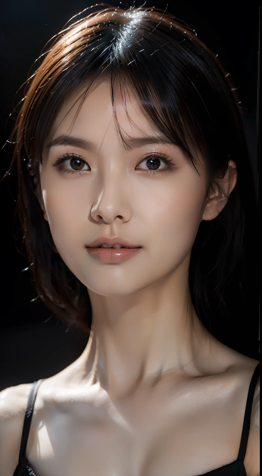 (Masterpiece:1.2), (Best quality), (Full body like:1.3) ,(Ultra detailed), (8K, Intricate), (Lens 135mm,F1.8), (Photorealistic)(Black background:1.3), Portrait photography,(cropped shoulders),On a walk,Side lighting,Edges are lit,Best shadow,Area light source,Perfect anatomy,Perfect face shape,Perfect for women,First-class female body,Refines skin texture,Fine cloth pattern,Meticulous beauty,Delicate and delicate skin,highlydetailed skin,paleskin,Delicate hair,glistning skin,(dynamicposes),
