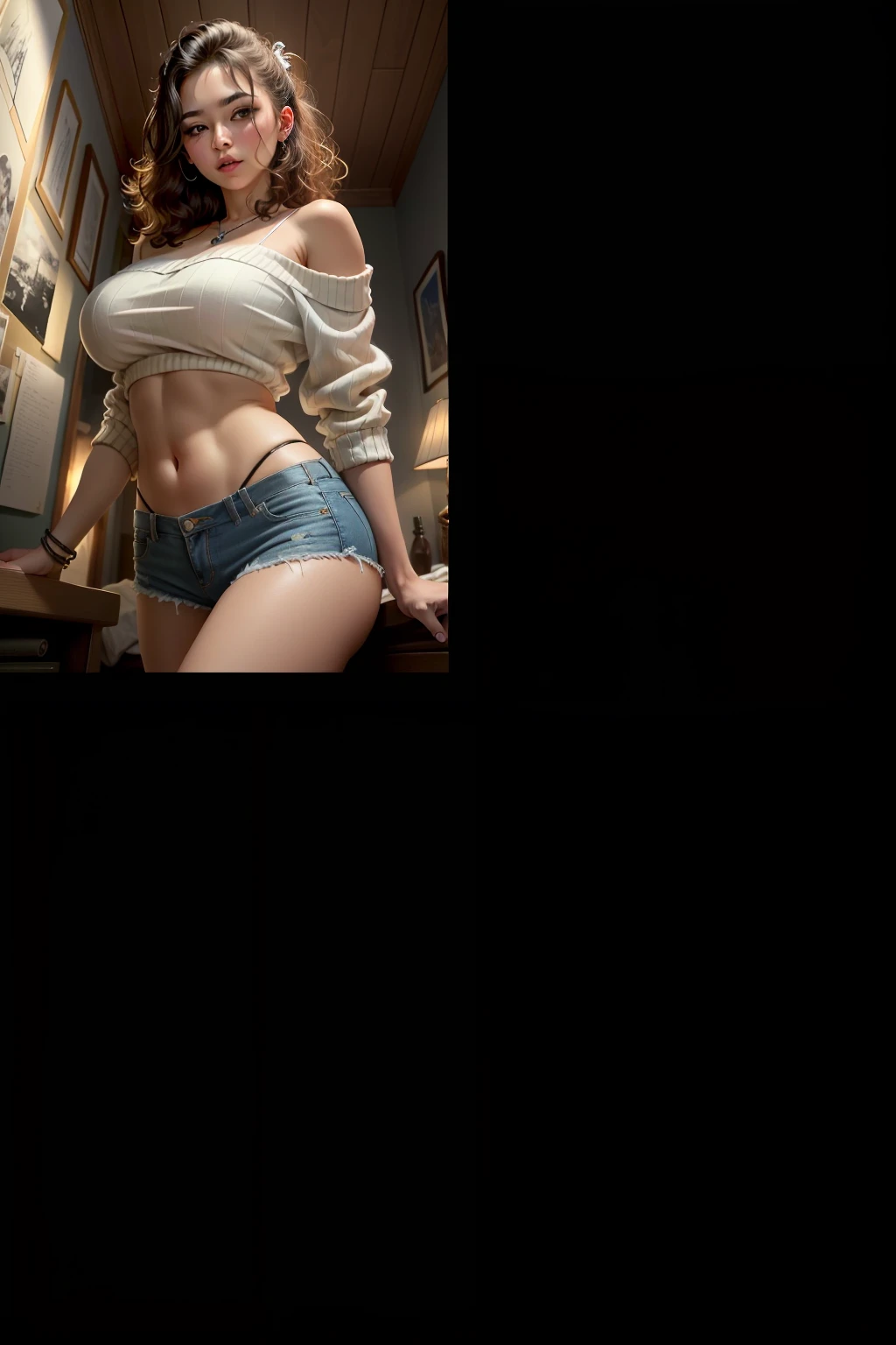 (Melhor Qualidade, 8k, 32k, Masterpiece, UHD:1.3), (Foto da Atraente Mulher americana), 1 , (Peitoses:1.2), (cabelos curtos ondulados), Abdominais, Corpo Perfeito, Rosto Ultra Detalhado, Detailed Lips, Olhos Finos, 二重まぶた, na cama, (Sedutor), ((Excitado:1.5)), ((Slip of the areolas)),se position