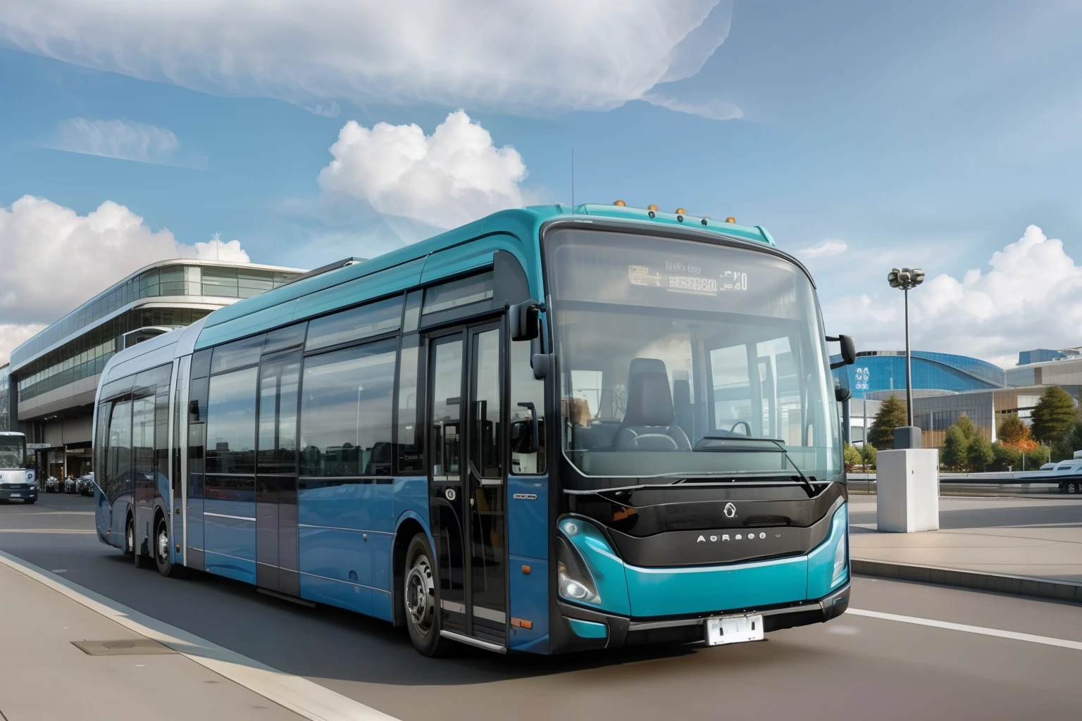 Arafed onibus on the street with a sky background, Bussiere, Autocarros, 2030, bus, Public bus, ( ( ( Autocarros, Nekro III, Directed by: Hugo van der Goes, exterior grande angular 2022, Bussiere Rutkowski Andreas Rocha, 2 0 2 3, 2023, 2 0 2 0
