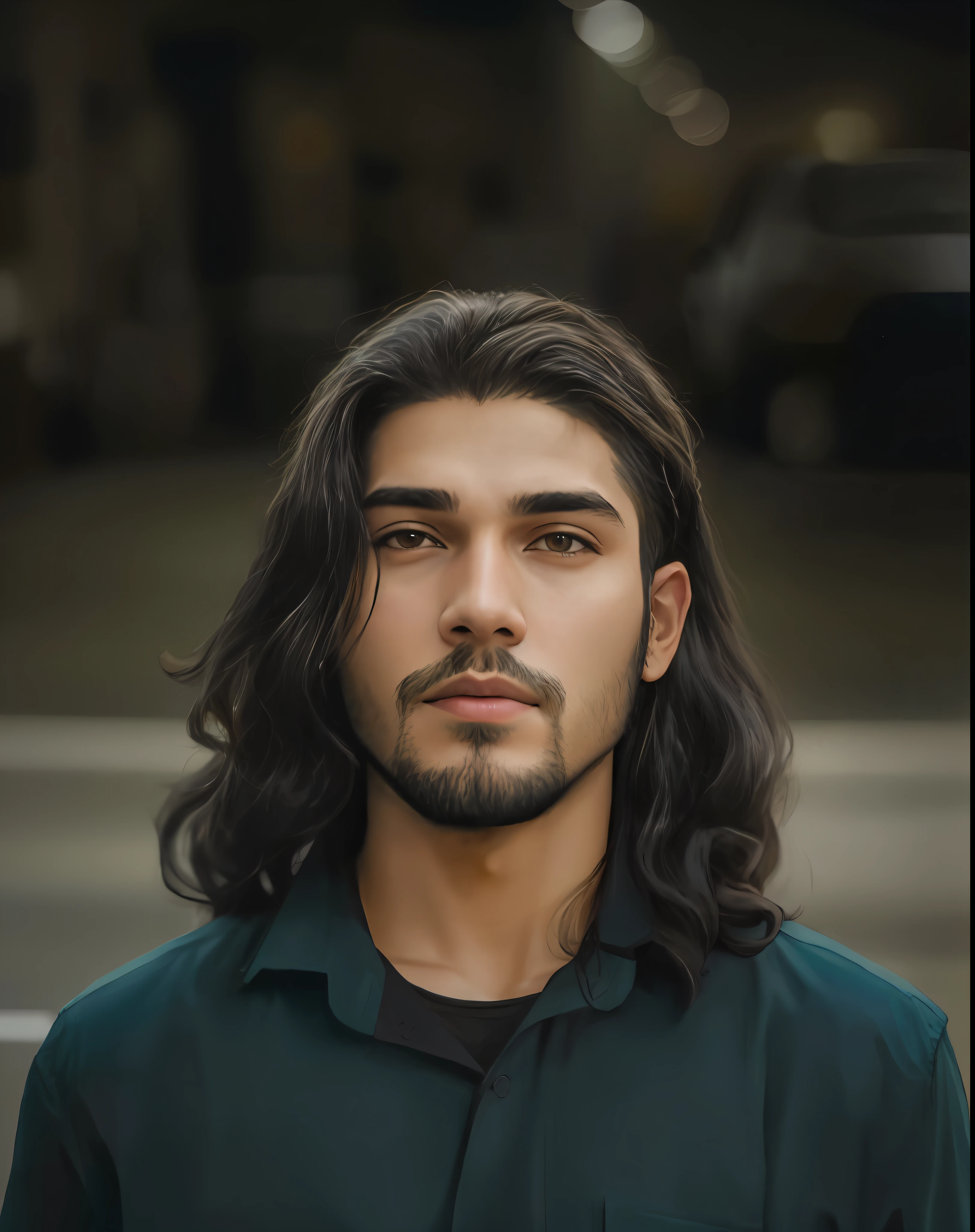 there is a man with long hair and a beard standing in a parking lot, mid shot portrait, headshot profile picture, khyzyl saleem, taken in the early 2020s, riyahd cassiem, inspired by Byron Galvez, jayison devadas, ash thorp khyzyl saleem, sayem reza, young with long hair