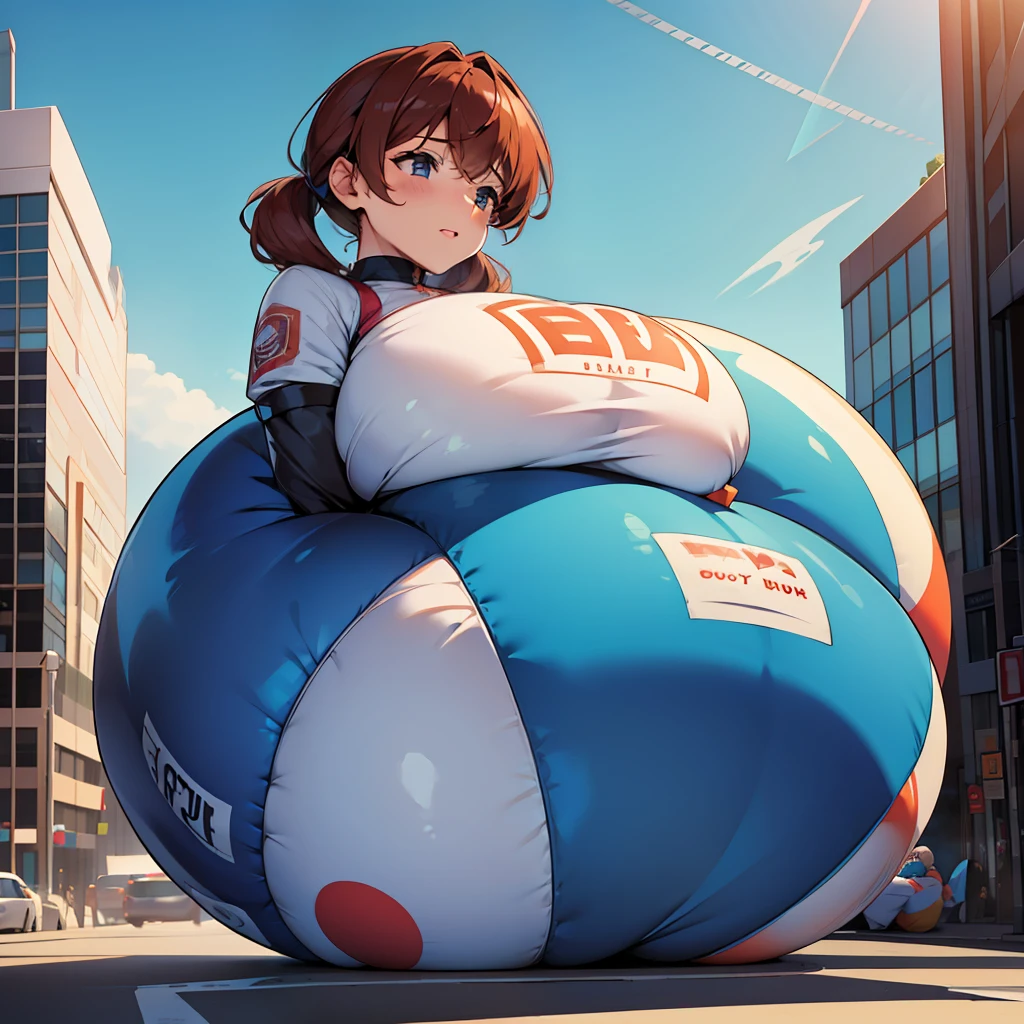 Mother turns into an inflatable object at the request of the child and the mother's body begins to inflate and grow fast