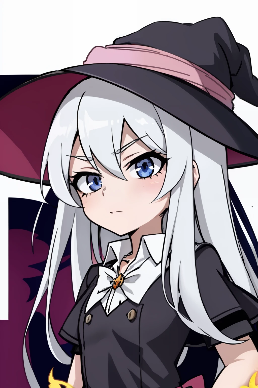 Chica de anime con cabello blanco con un sombrero negro y un vestido negro, Academia de brujas, Chica bruja, Estilo anime 2D, Marisa Kirisame, Retrato de una joven bruja, coqueto anime bruja casting magia, Bruja, Bruja brillante, Estilo de arte, en un estilo anime, bruja, Nyaruko-san, una bruja, estilo helltaker