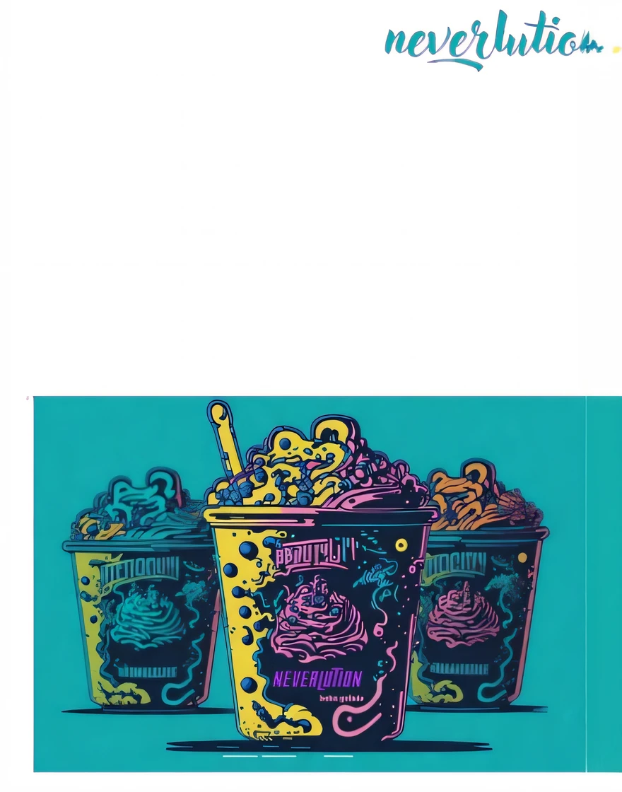 That's three cups of ice cream and a drink in the same color, nostalgia vaporwave, hip hop vaporwave, muito vaporwave, cores vaporwave!, Vaporwave maximalista, vaporwave!, obra-prima estilo vaporwave, estilo vaporwave, vaporwave, cores vaporwave, esquema de cores vaporwave, maximalismo maximalista vaporwave, vaporwave aesthetics