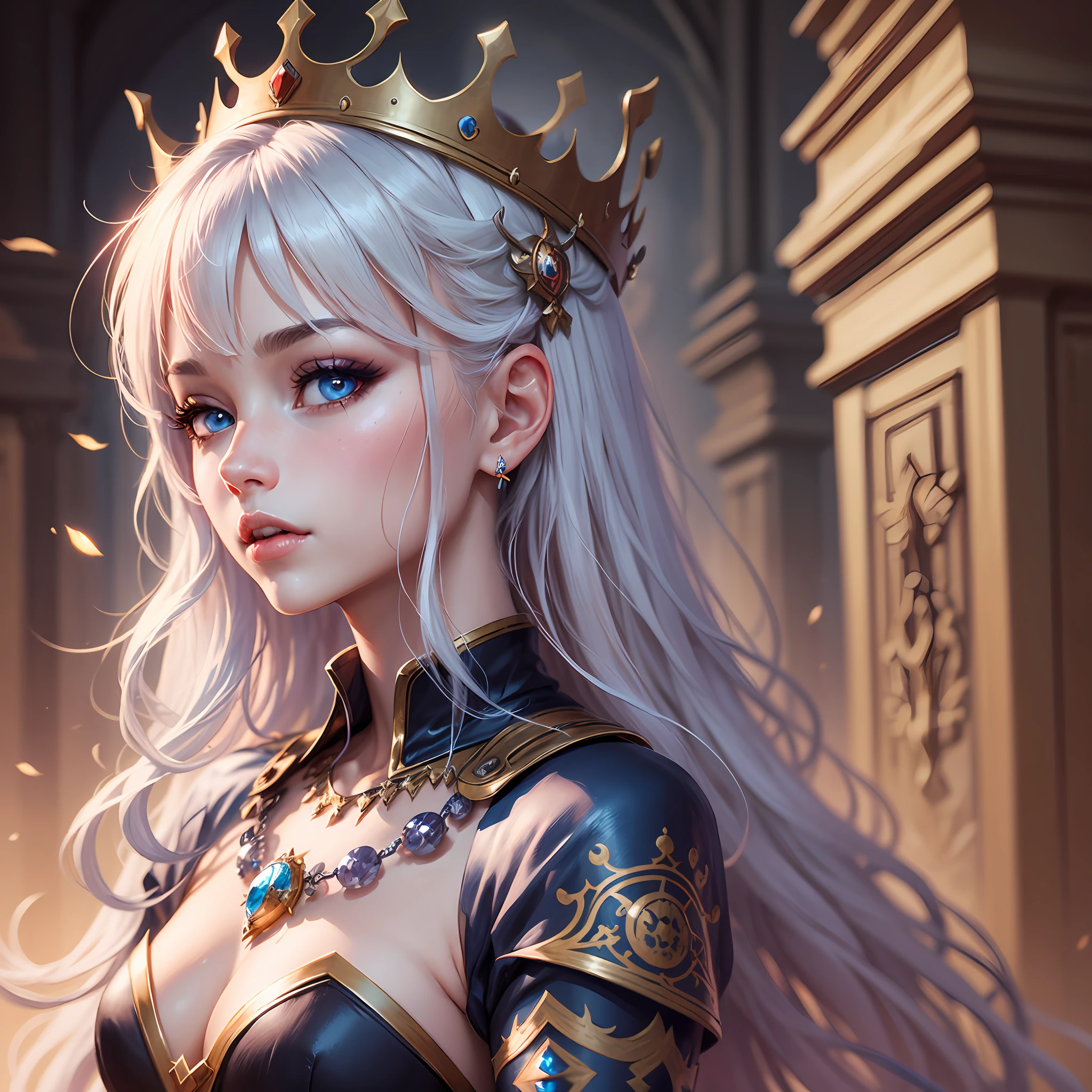 wlop, beauty, female, princess, blue eyes, crown --auto --s2