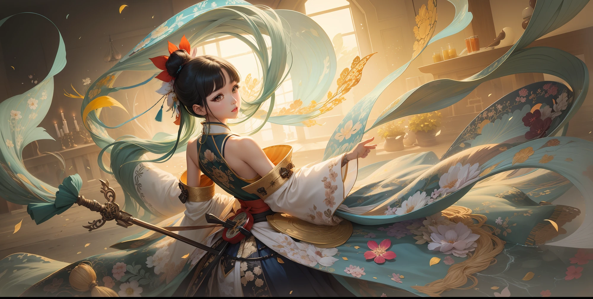 Anime shoujo,Detailed depiction of Onmyoji artwork。