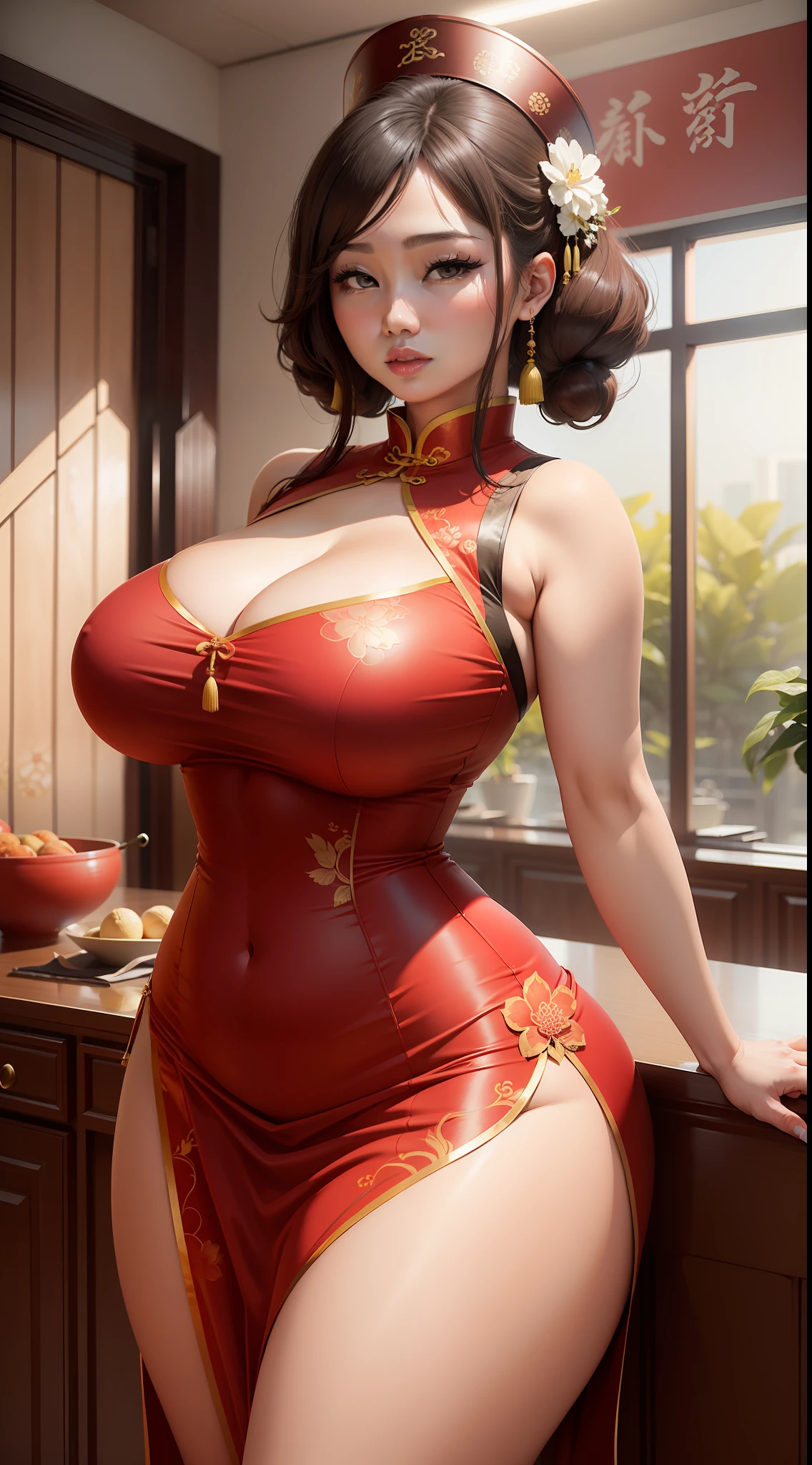 An amazing woman,Has an extremely curvy body、Huge and deep,Will leave you breathless,Cheongsam beauty