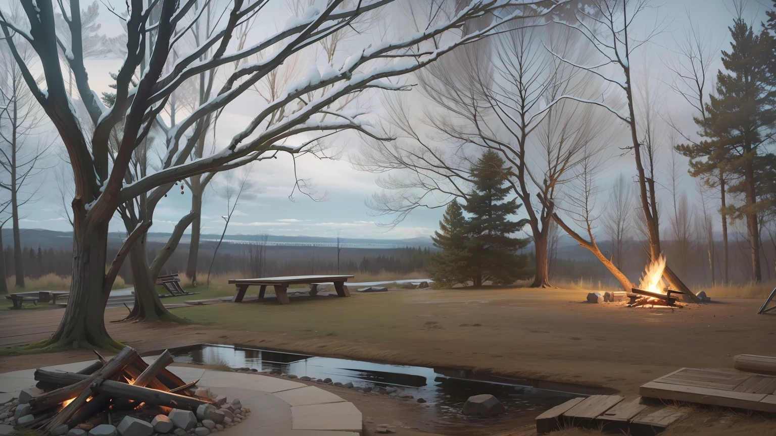 cozy place with a campfire