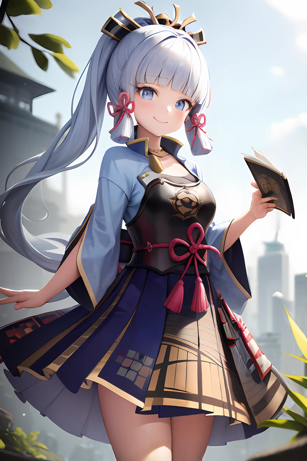 masterpiece, highres, best quality, 1girl solo, kamisato_ayaka, smile, kimono