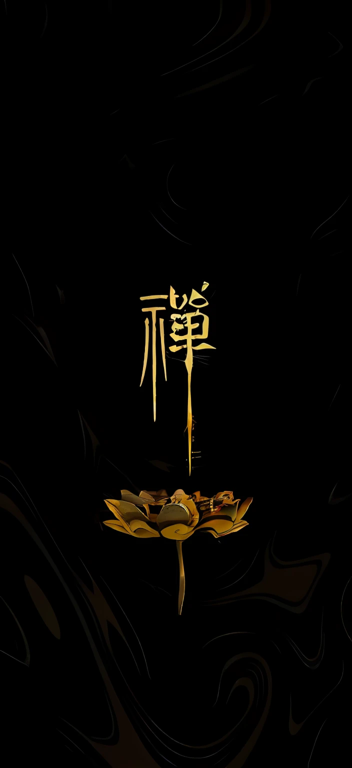 There is a gold plate，It has flowers and Chinese characters on it, Middle metaverse, 中 国 鬼 节, Chiba Yuda, golden chinese text, artwork in the style of z.Show on the. gu, author：Xi Gang, Wang Chen