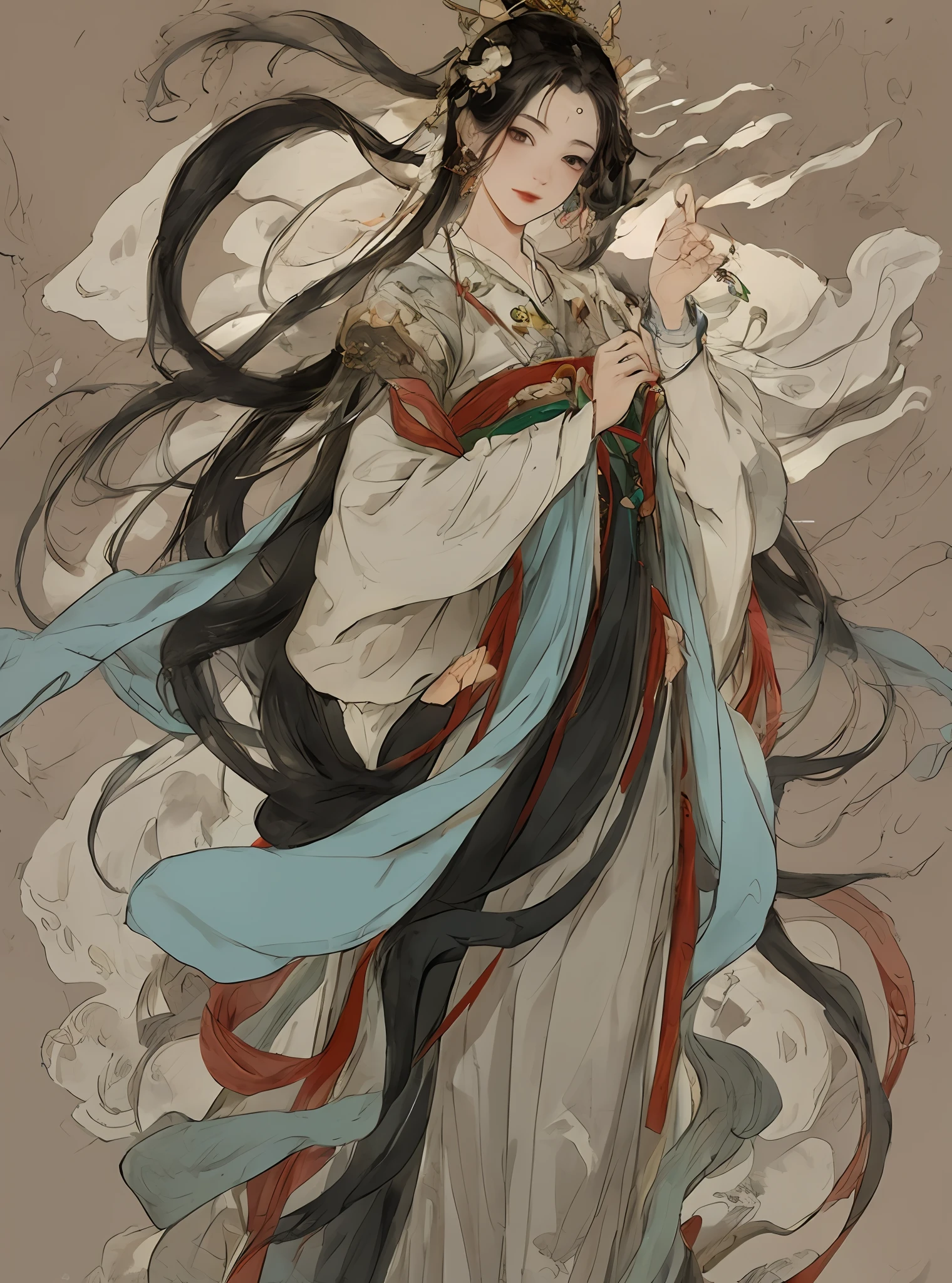 one-girl， Ancient Chinese clothing， full bodyesbian， rays of sunshine， Clear face， Clean white background， tmasterpiece， super detailing， Epic composition， hyper HD， high qulity， extremely detaile， offcial art， Uniform 8k wallpaper， super detailing， 32k，Ancient scrolls，sigils，Worn