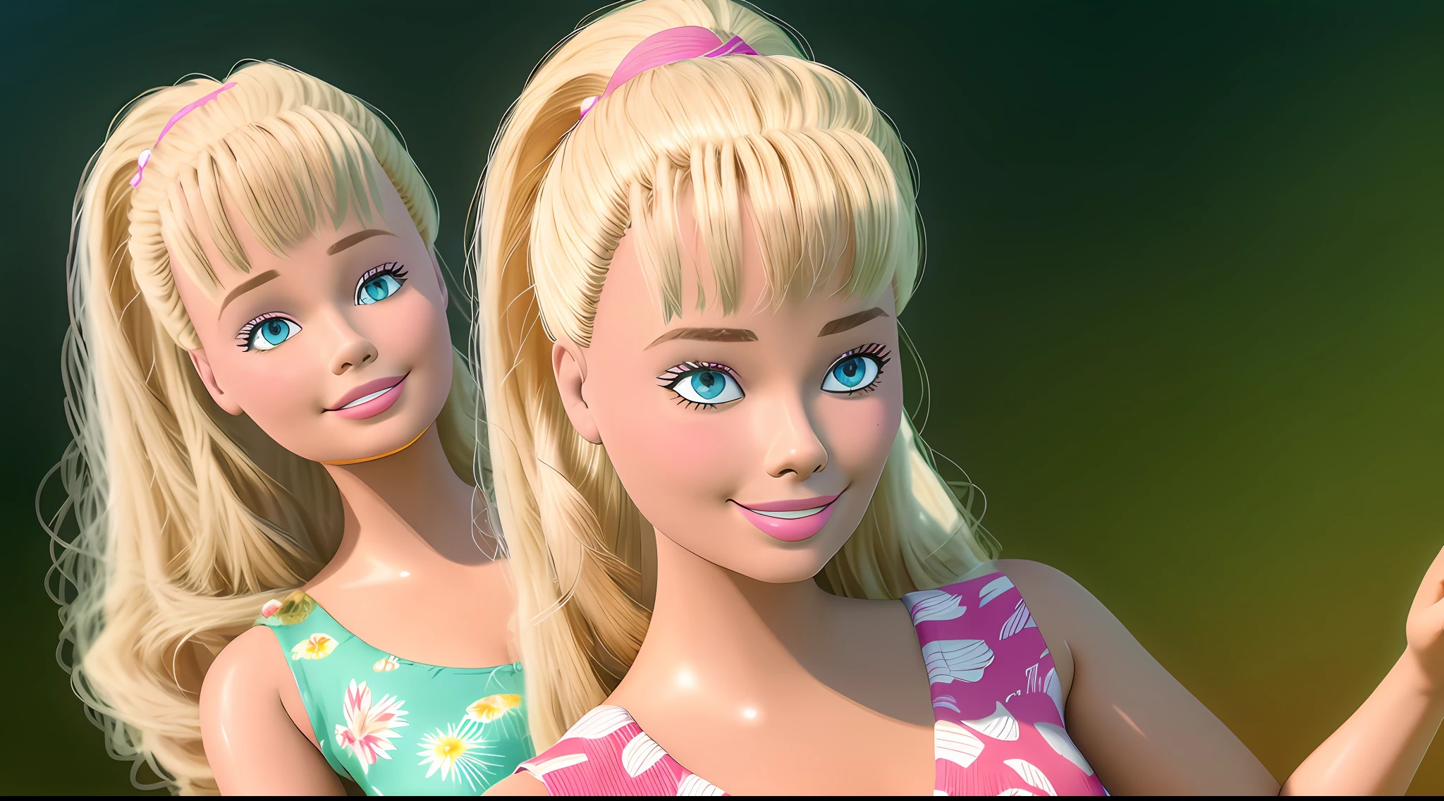 (masterpiece, best quality), highres, (8k, RAW photo, highest quality), (Margot Robbie como Barbie), (Margot Robbie face:1.2), Margot Robbie, (blonde hair) , ultra-realistic, 3d, centered, (TS_Barbie), mid shot, (full body:1.2), a cartoon girl in PINK dress in the style of pixar, (perfect lighting and composition:1),soft lighting, (high detail, 8K resolution:1), hdr:0.7, detailed face, perfect, (dynamic), pose, (high quality:1.2), plastic skin, ((shiny:1.3)), smile, (depth of field:0.8), 50mm, film grain:0.7, fujifilmXT3, focus face, (sad:1.2), looking at viewer, detailed eyes, detailed face, floating particles, beautiful, light makeup, lipstick, (thick waist and thighs:0.6), amazing composition