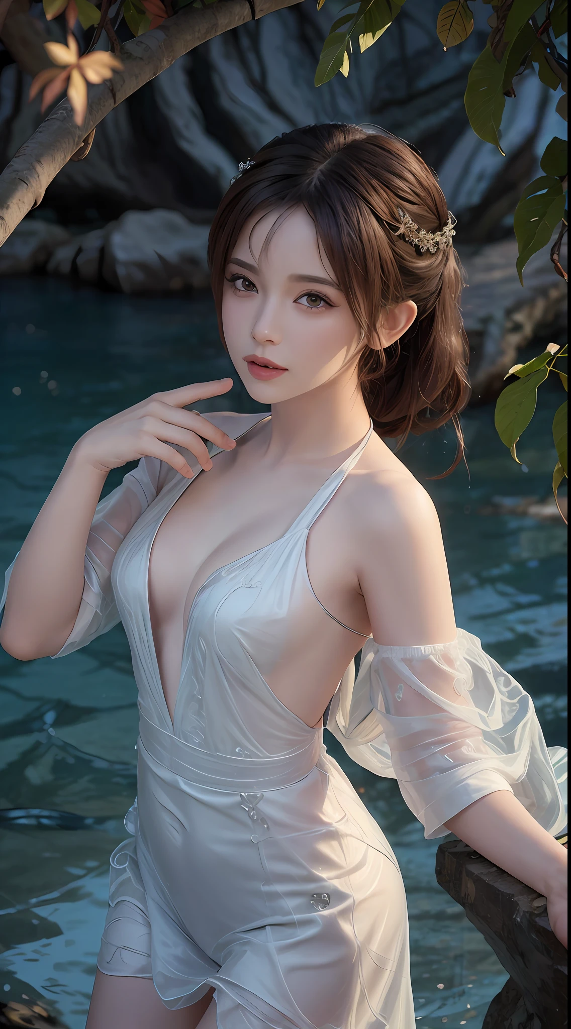 8K ultra hd, masterpiece, a girl, beautiful face, detailed eyes, detailed lip, very long hai, robe dress, bikini robe dress, high light, sunny weather, blur effect, Cool pose capture,