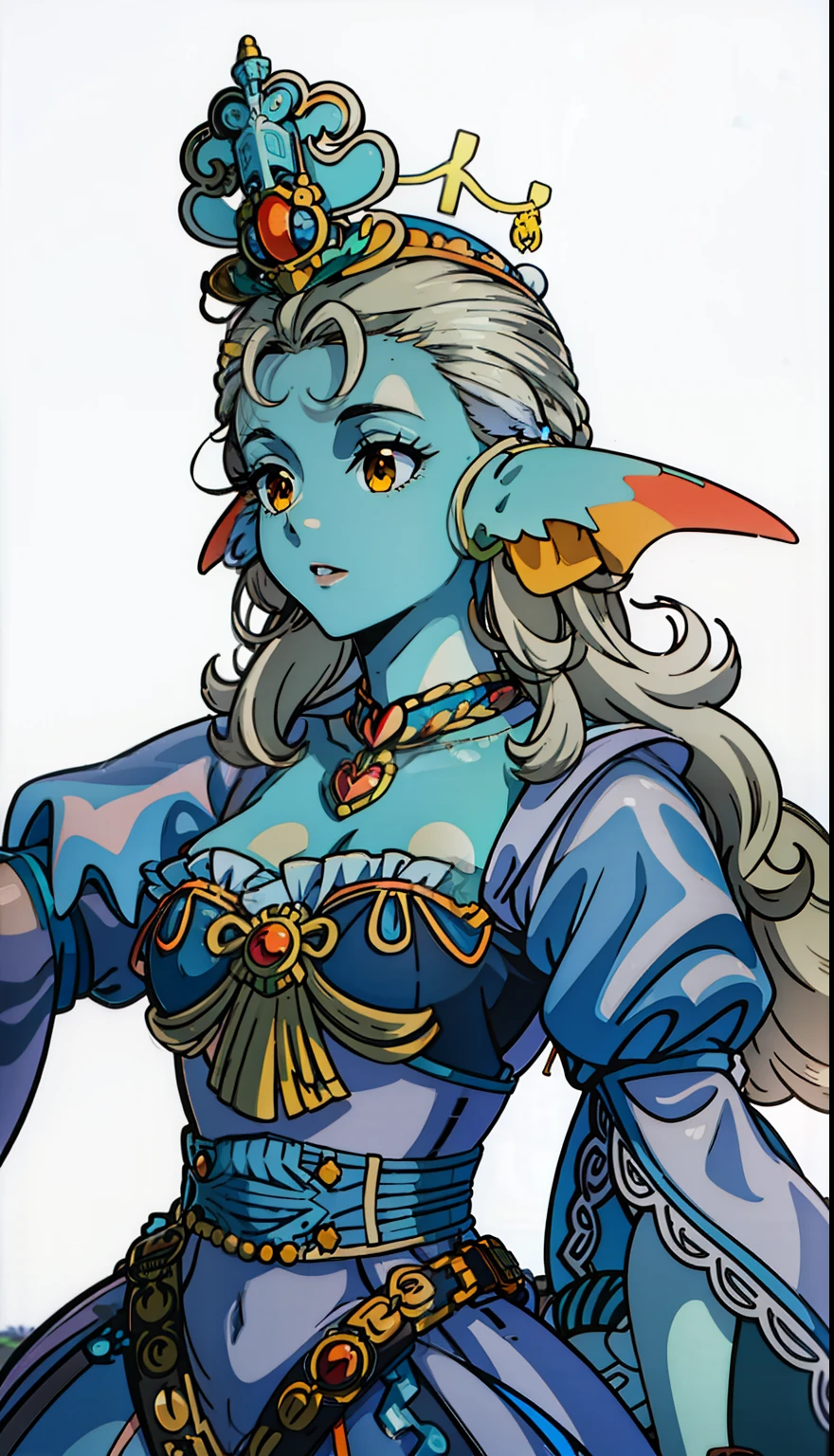 8K, High accuracy, Animation, married woman, Beautiful, Bright, Eye Highlights, Sexy, Erotic, beautiful line art.
light blue skin, Orange ears, fins, Bunny Girl, Bunny suit, Net tights on the legs,