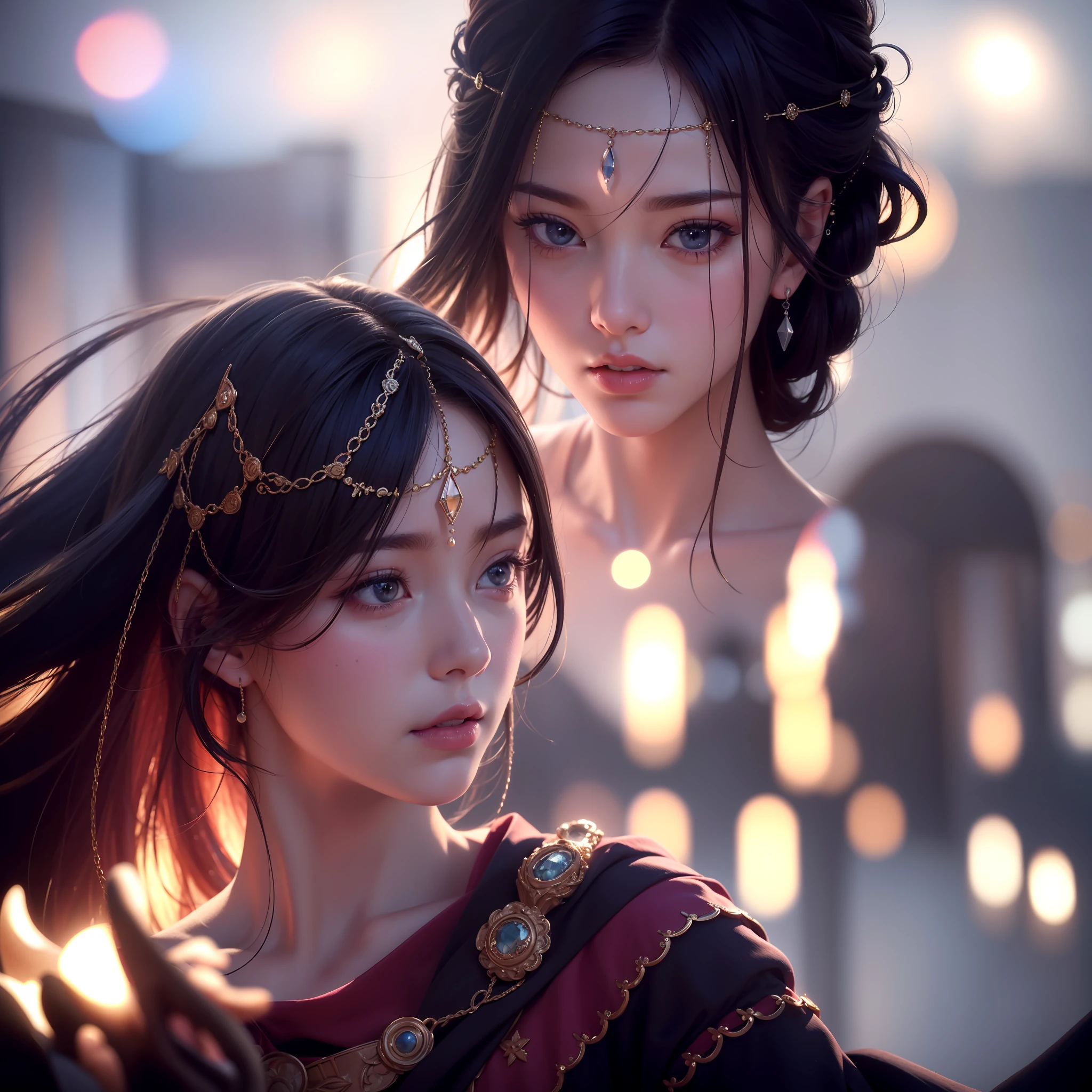 8k, RAW photo, best quality, masterpiece, high detail RAW color photo, professional photograph, (realistic, photorealistic:1.37), (high detailed skin:1.2), high resolution, beautiful detailed eyes, (hard focus:1.4), (sharp focus:1.4),
realistic , (8K UHD:1.2) , photoreaslistic
High quality shadow,
parted_lips, slender face,
(wavy hair), Half-up top knot, Crown braid, Pink eye color, suggestive look,
(extremeface closeup), pov, (((depth of field))), pale and lustrous skin,
Cropped cowl neck sweater,
30yo teen age,
buruma,
Rooftop,
bokeh, lens flare, (vignette:0.8), dramatic lighting, cinematic lighting, back light, professional lighting, physically-based rendering, ulzzang-6500-v1.1, pureerosface_v1.