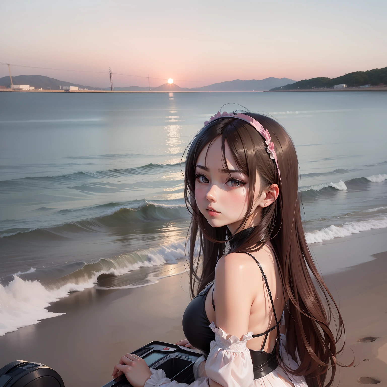 Anime girl delicate facial features sexy clothes changer