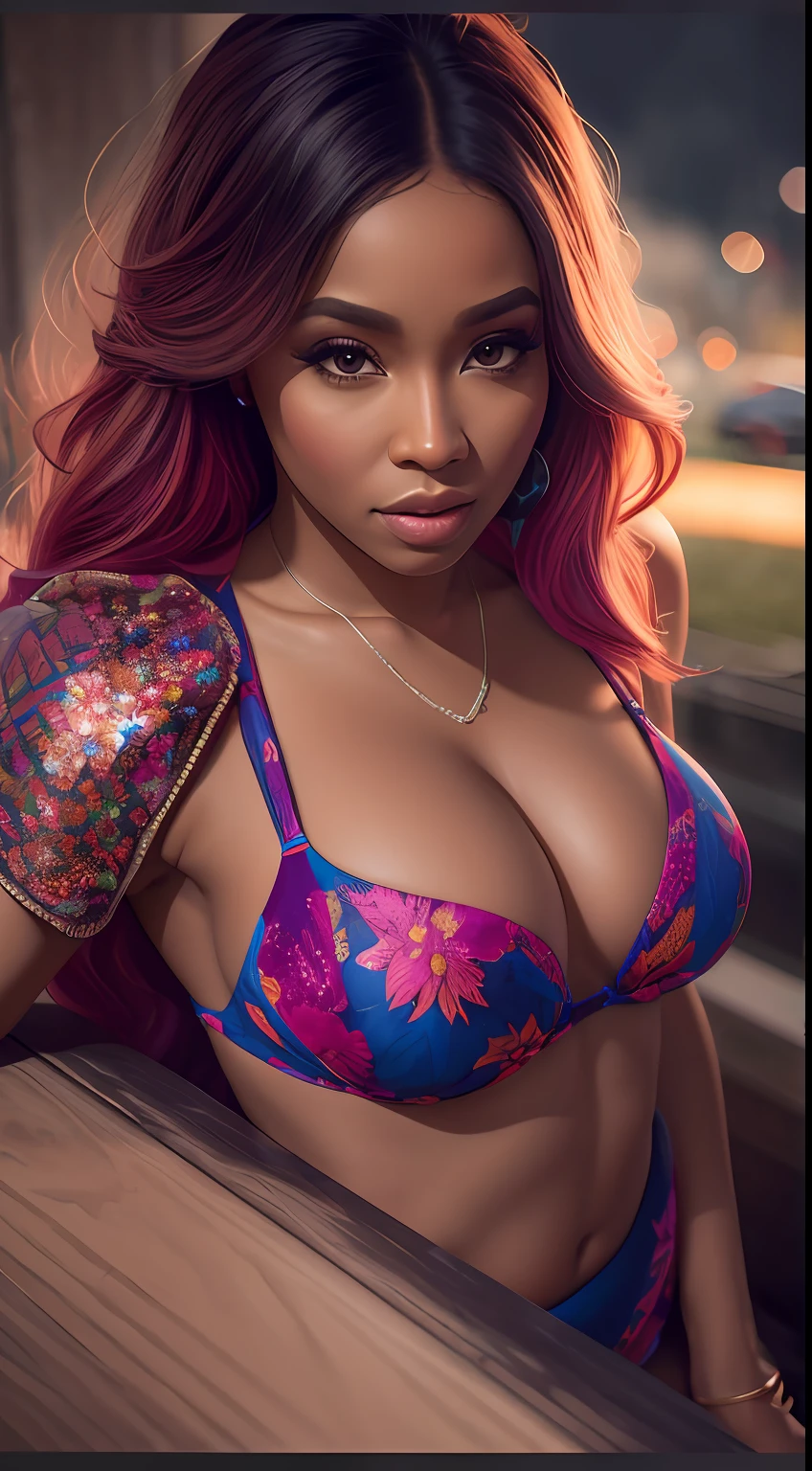 obra-prima, corpo inteiro, Aerial view, uma bela Nicki Minaj, sbikini, deitada no gramado de um jardim com flores, dia, Very detailed lighting, Dramatic, trending digital art in Artstation 8k HD realistic detailed high definition, detalhado, textura da pele, hiper detalhado, textura de pele realista, armadura, melhor qualidade, Ultra alto nada, (fotorrealista: 1.4), alta resolução, detalhado, foto crua, sharp re, por Lee Jeffries Nikon D850 Film Fotografia de Stock 4 Kodak Portra 400 Camera F1.6 Lens Rich Colors Hyper Realistic Texture Dramatic Lighting UnrealEngine trend in ArtStation Cinestill 800