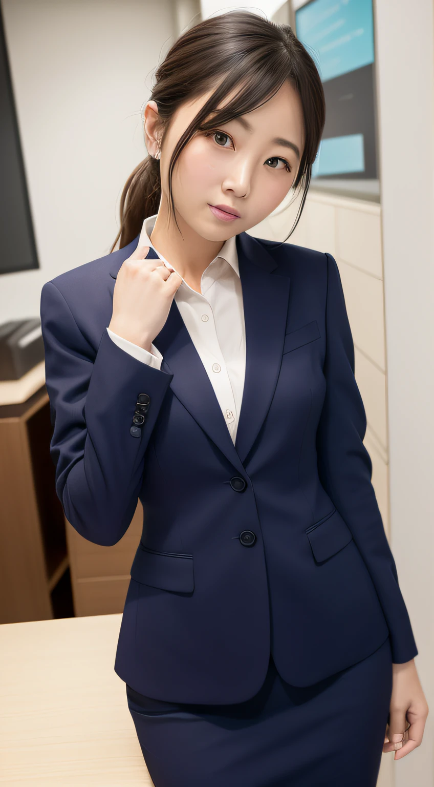 top-quality、masterpiece、ultra res、cute girl face、Office Lady、wears a suit、full bodyesbian、Famous actresses of Japan、very beautif、A sexy