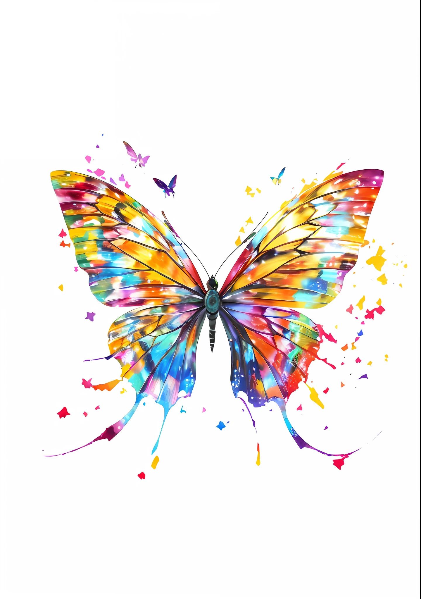There is a butterfly,It is splashed with colorful paint, Butterfly, harmony of butterfly, butterfly pop art, Official artwork, Butterfly wings, the butterfly goddess of fire, Cosmic Butterfly Nebula, 2018, 2 0 1 8, mechanical butterfly, author:Anton Solomuka, full scene shot, beautiful art, transparent marble butterfly, 2019