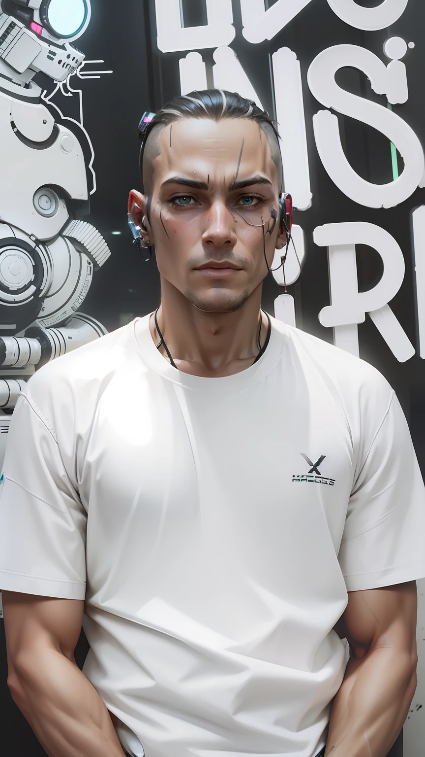 Cyberpunk, robot, male, realistic
