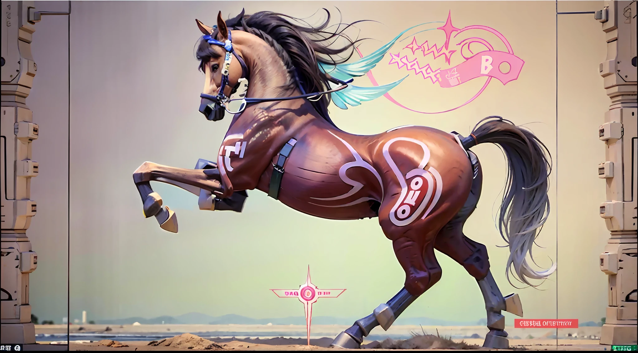 A female centaur,She is famous in the multiverse,She is both a female centaur, half human, half horse, half horse,It is also a female Yingzhao,Her image blends,The head, neck and shoulders of the horse are transformed into beautiful female humans, females, half-centaurs, half-horses, half-humans, half-humans, and human human upper bodies,and a chimera of a female half-horse with a beauty in the female body of the horse's belly,It's like a female human wearing a half-horse-like costume and making a seamless chimera,This chimerization is based on powerful futuristic technology。The ultra-wide-angle lens captures the image of her sleek and ethereal wings charging and leaping on the ionosphere。Her front half is a tall, sexy body with obvious feminine characteristics,Has K cup teardrop-shaped giant tit chest,Small man-waisted butterflies span long legs,The half-horse of the back half of the body is embedded in the front half of the body at the hip position,The horse-shaped half-horse torso form of the back half of the body is completely female and humanized,From the upper end of the sternum, the sexy bent dog style shape of the chest cavity embedded in the lower back position of the beauty body is placed transversely,Then there are the sexy beauty's horizontal waist and abdomen and straight hips,Her entire body has been completely feminized,Includes the half-horse part of the hind body,Mechanized armor covers the knee-shaped anti-joints and feet,And these parts are highly anthropomorphic,This gives her legs a graceful and slender line,She has four slender legs like a supermodel,Under the legs are skinny white feet dressed in Skyscraper Heels,Use Midjourney's advanced stroke tools and color palettes, as well as texture packs, model packs, and texture tools,Concentration,Femaleize all parts of her original equine physiologic appearance,And give these parts an ergonomic appearance,Finely treat the details of tight connections on the structure of the chest, abdominal cavity a