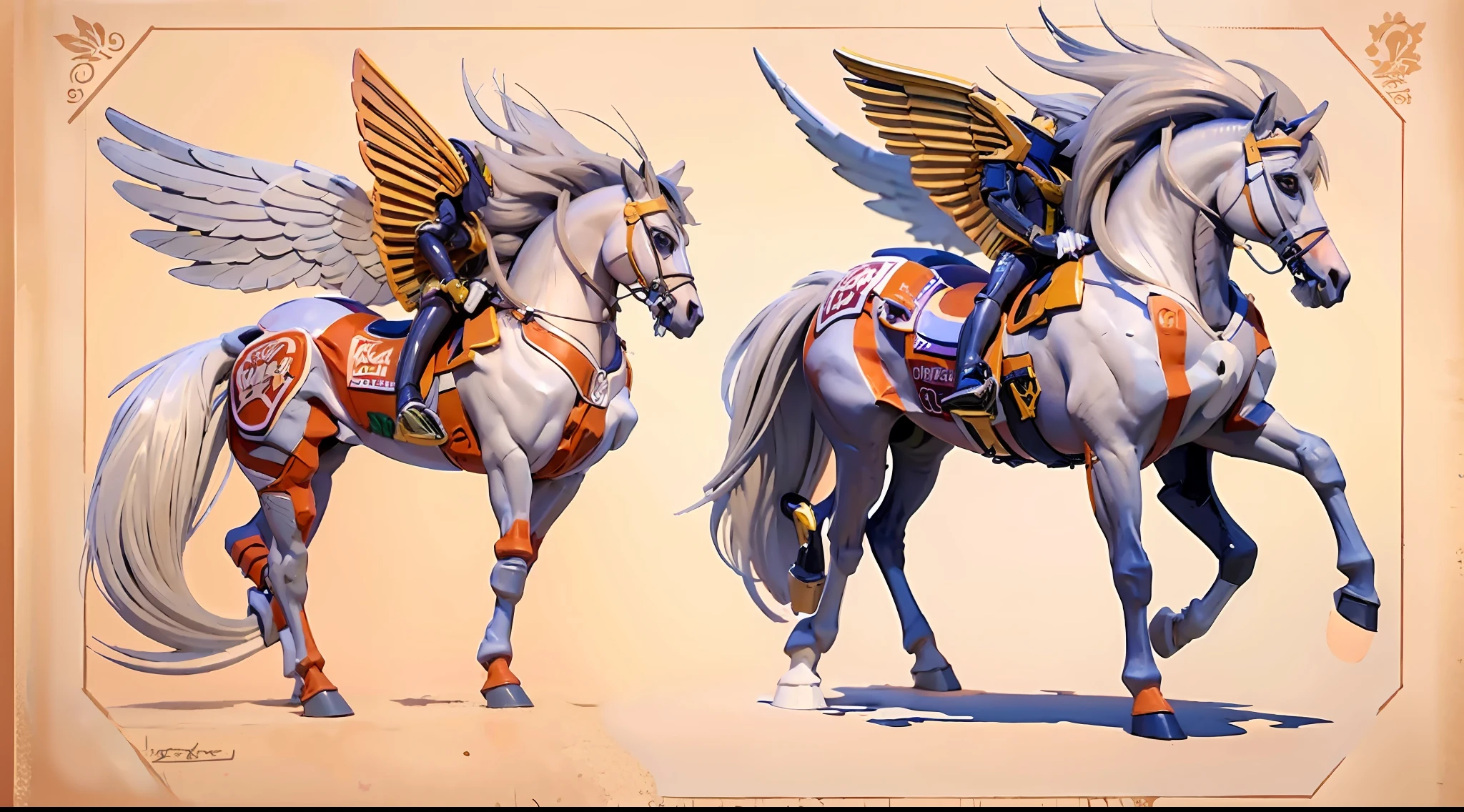 A female centaur，She is famous in the multiverse，She is both a female centaur, half human, half horse, half horse，It is also a female Yingzhao，Her image blends，The head, neck and shoulders of the horse are transformed into beautiful female humans, females, half-centaurs, half-horses, half-humans, half-humans, and human human upper bodies，and a chimera of a female half-horse with a beauty in the female body of the horse's belly，It's like a female human wearing a half-horse-like costume and making a seamless chimera，This chimerization is based on powerful futuristic technology。The ultra-wide-angle lens captures the image of her sleek and ethereal wings charging and leaping on the ionosphere。Her front half is a tall, sexy body with obvious feminine characteristics，Has K cup teardrop-shaped giant tit chest，Small man-waisted butterflies span long legs，The half-horse of the back half of the body is embedded in the front half of the body at the hip position，The horse-shaped half-horse torso form of the back half of the body is completely female and humanized，From the upper end of the sternum, the sexy bent dog style shape of the chest cavity embedded in the lower back position of the beauty body is placed transversely，Then there are the sexy beauty's horizontal waist and abdomen and straight hips，Her entire body has been completely feminized，Includes the half-horse part of the hind body，Mechanized armor covers the knee-shaped anti-joints and feet，And these parts are highly anthropomorphic，This gives her legs a graceful and slender line，She has four slender legs like a supermodel，Under the legs are skinny white feet dressed in Skyscraper Heels，Use Midjourney's advanced stroke tools and color palettes, as well as texture packs, model packs, and texture tools，Concentration，Femaleize all parts of her original equine physiologic appearance，And give these parts an ergonomic appearance，Finely treat the details of tight connections on the structure of the chest, abdominal cavity a
