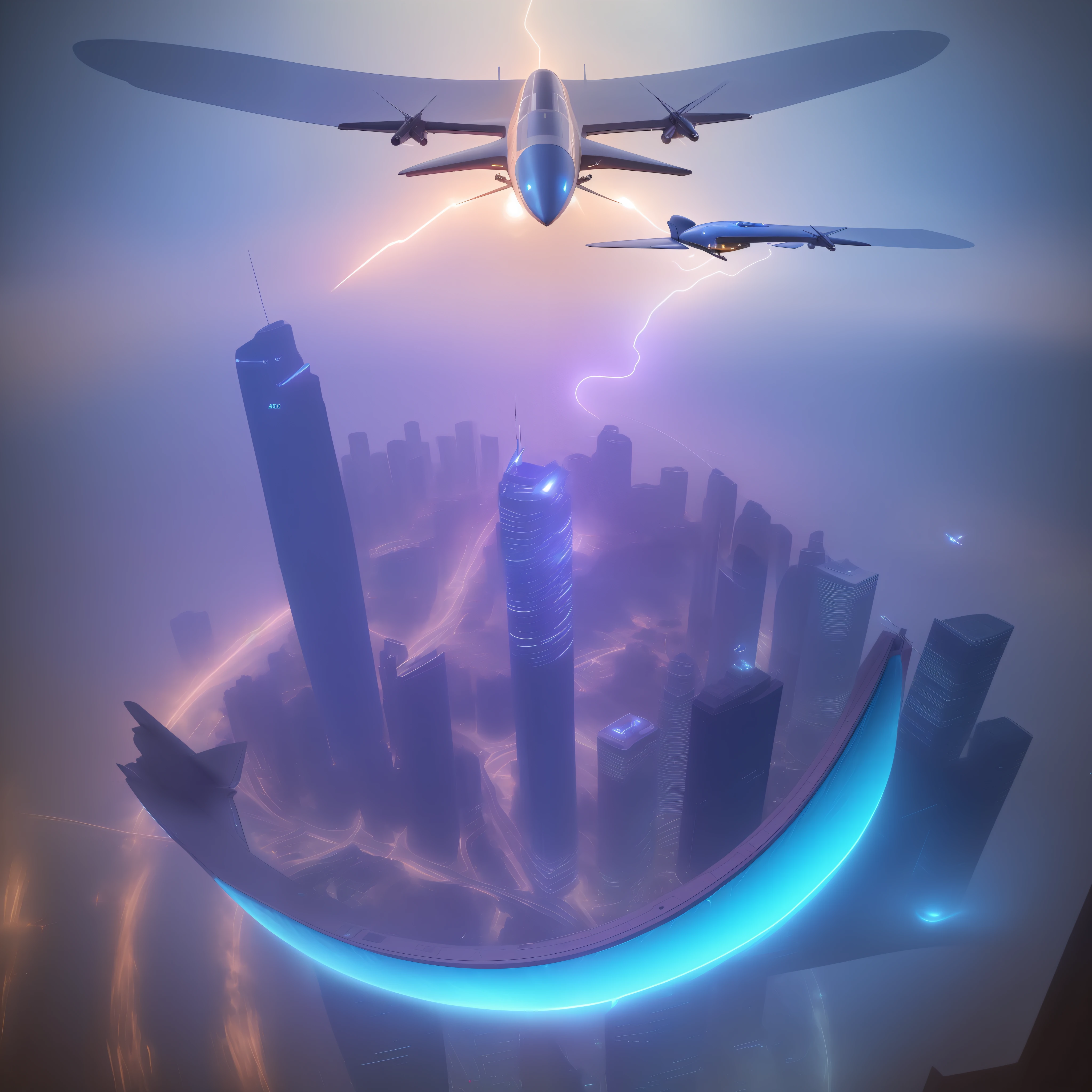Craft an awe-inspiring vision of a futuristic, technologically advanced city soaring in the skies. Design sleek and innovative skyscrapers that showcase cutting-edge architecture and incorporate advanced technologies. Use a vibrant color palette to evoke a sense of energy and progress. Integrate futuristic transportation systems like flying cars and magnetic trains. Add holographic displays and interactive elements to enhance the city's high-tech atmosphere. Populate the scene with diverse and content citizens, engaged in various activities, to showcase the city's vibrant and harmonious society.
