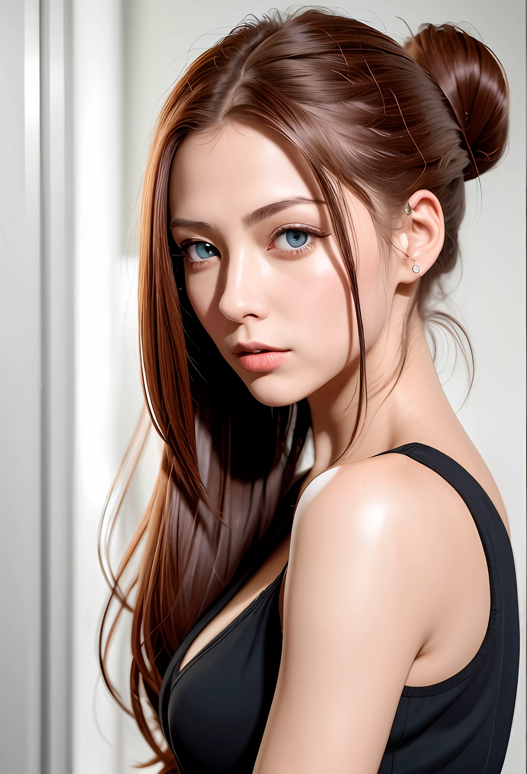 whaite hair,Red pupils,High ponytail,Royal Sister 36D,quadratic element