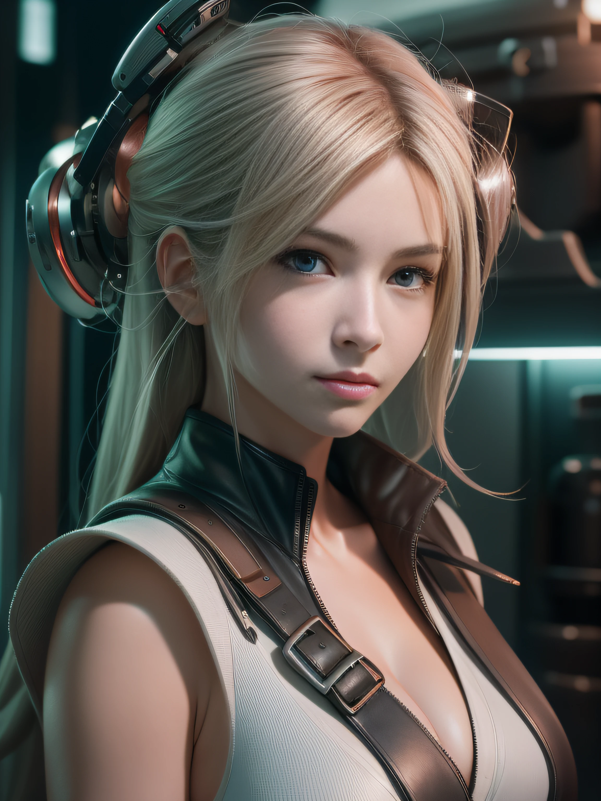 Highest image quality，Outstanding details，超高分辨率，（Fidelity：1.4）, She has a delicate and beautiful face，Final Fantasy VII Sefilos' full-body attributes, Futuristic，mechanically aesthetic，Virtual Engine 5，Perfect detail rendering，rendering by octane，hyper HD