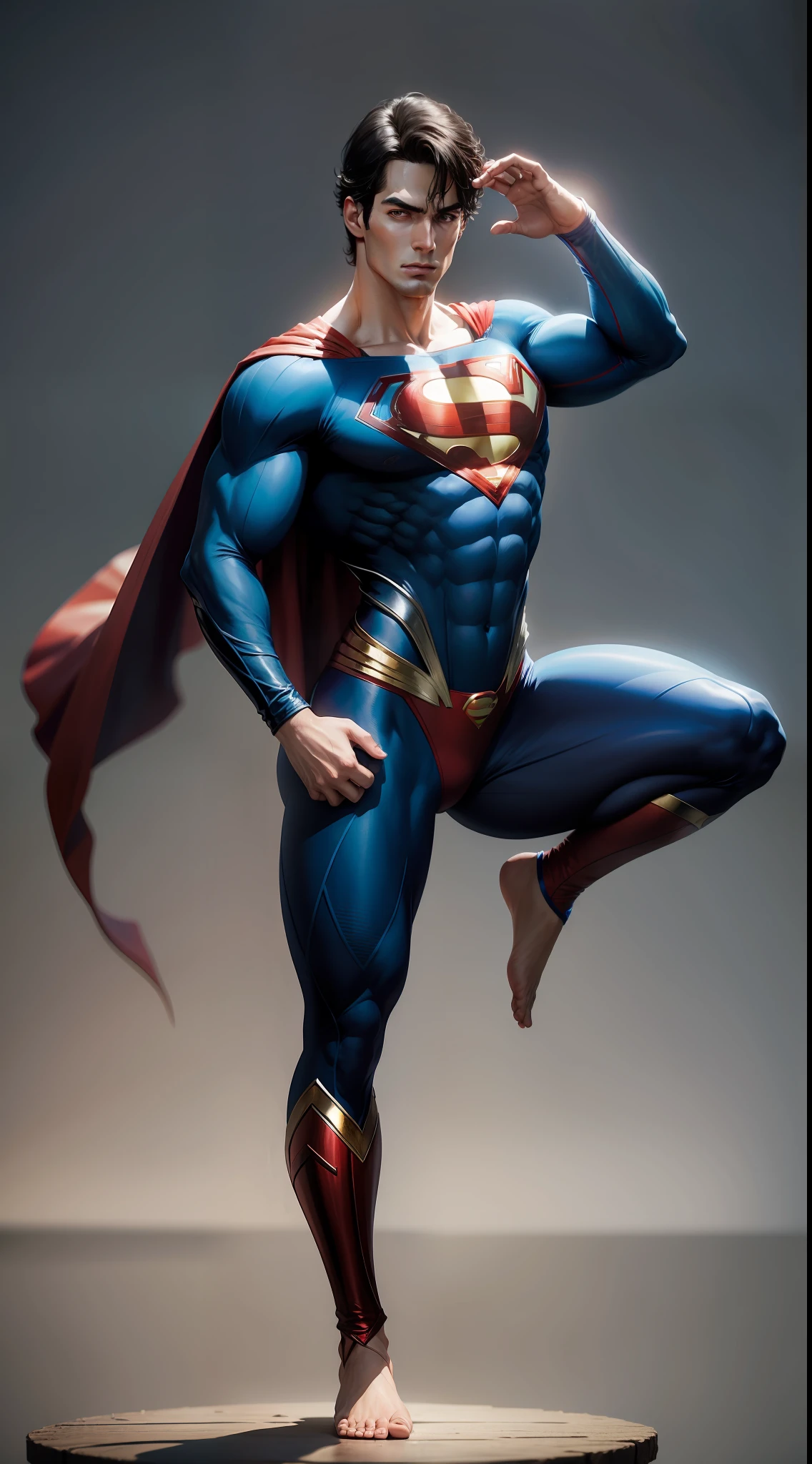 superman doing yoga, full body shoot