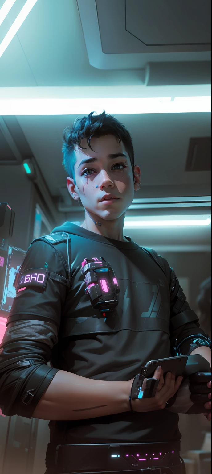 Todler litele boy  cyberpunk   hamsome reylstic potho