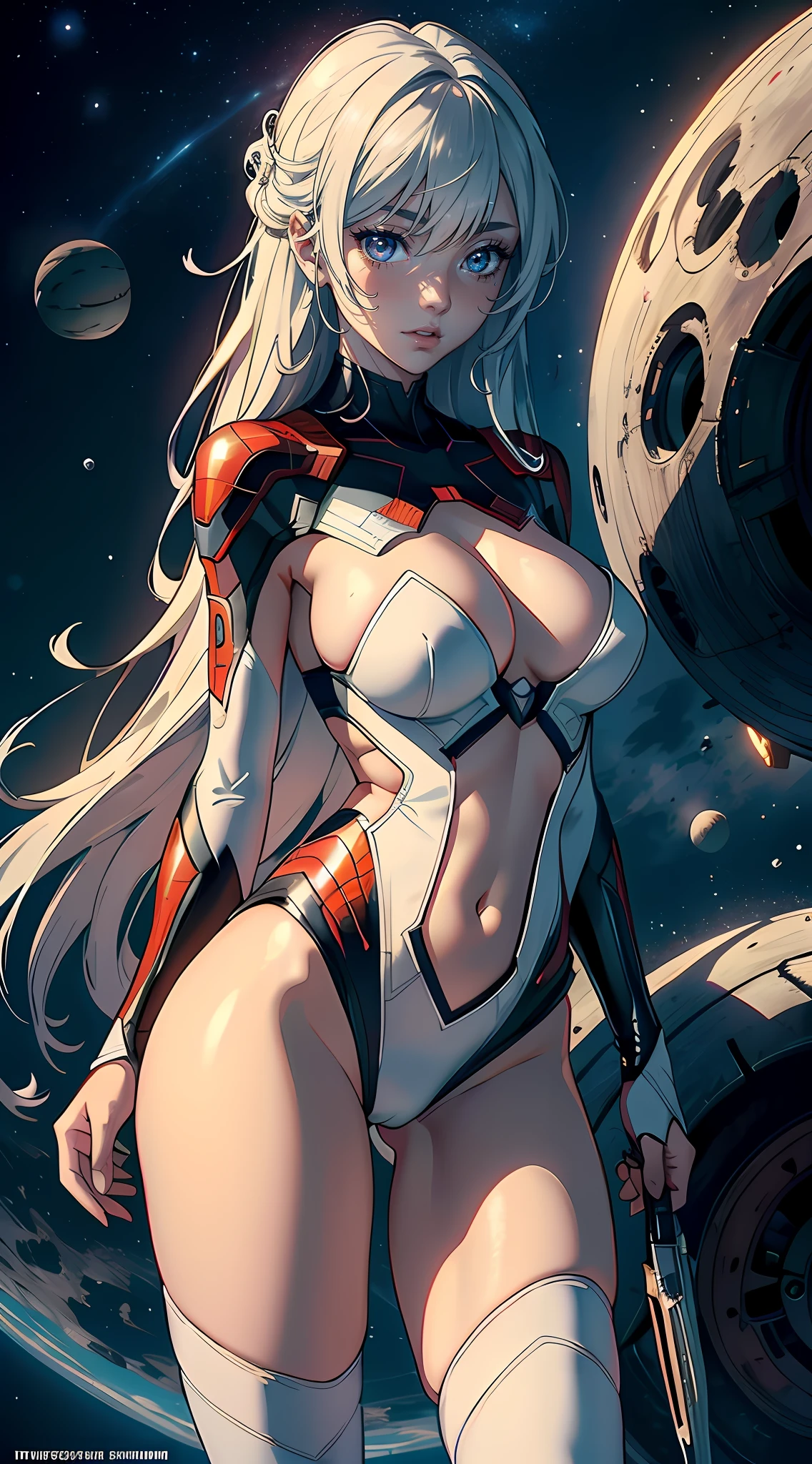 1female， old，Huge breasts， 独奏， Spidey，superman logo， space，White transparent court costume， Pornographic exposure，Exposure of bikinis，space ship，cyber punk perssonage，  She has long flowing hair， Bare genitalia， standing on your feet，Bigchest， From the front side， hair straight， mostly cloudy sky，（（（tmasterpiece），（Very detailed CG unity 8K wallpaper），best qualtiy，cinmatic lighting，detailed back ground，beatiful detailed eyes，Bright pupils，（Very fine and beautiful），（Beautiful and detailed eye description），ultra - detailed，tmasterpiece，）），facing at camera，A high resolution，ultra - detailed），，Very long hair，legs are open，Emotive expressions，Open-mouthed，Chest sagging，nakeness， Bulge，Expose the genitals，revealing breasts，Camel toes，with no underpants，extremely large bosom，Extremely colorful，Most detailed，fully body photo，The face is well lit