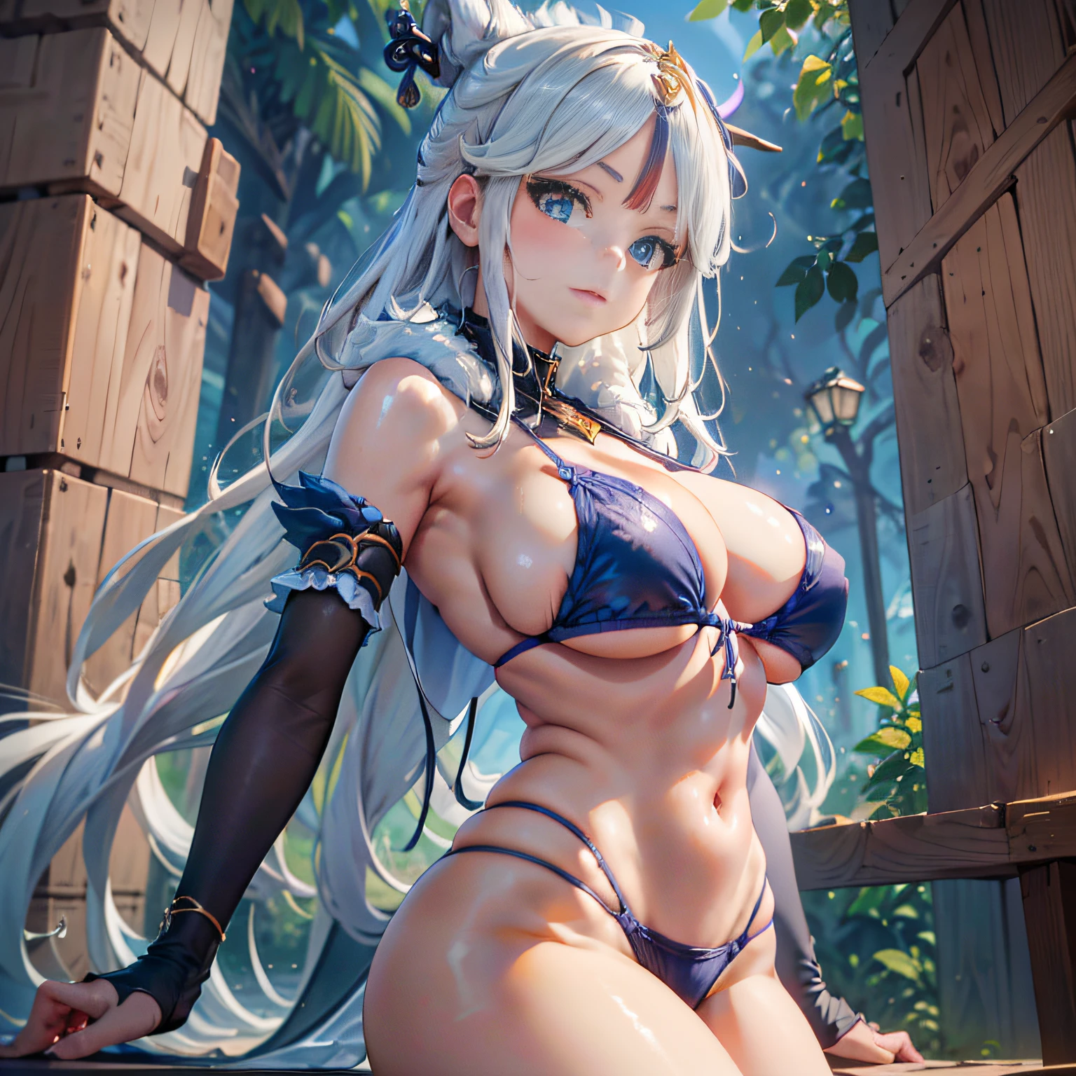 a girl. , (NSTDA.:1.2), (10, beste-Qualit, master-piece: 1.4), ultra-high resolution, (lifelike, photorealistic portrait: 1.48), 35 years old, Cute Girl, (See through the microcolor bikini beetle:1.11), Famous Japanese actors, gigantic breasts, Blue Eyes, Head tilt, cowboy shot, from the side, looking at the audience, expressionless, Beautiful lake, Zeiss 150mm F/ 2.8 Hasselblad, Whole body, foot, Ultra-Wide Angle