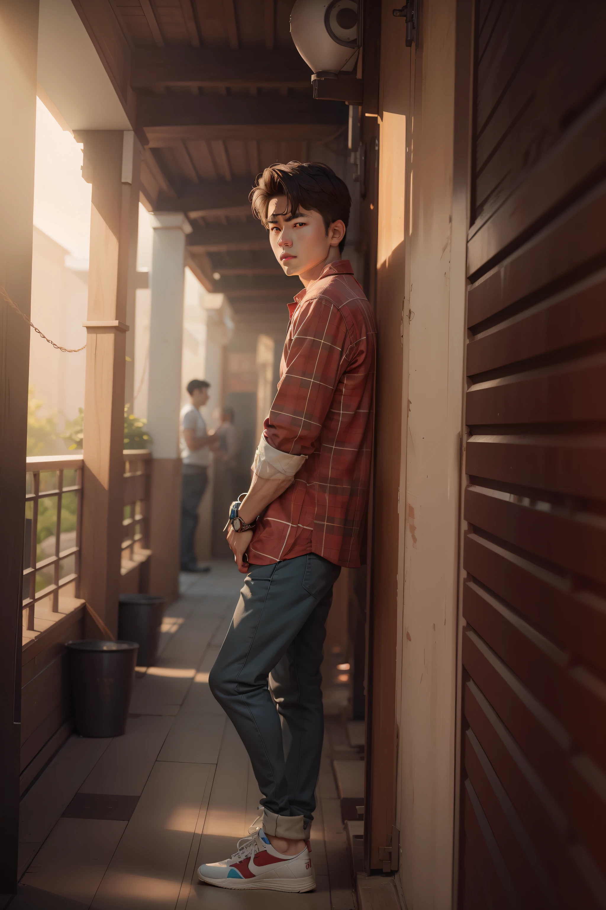 Chang background 8k ultra realistic handsome boy