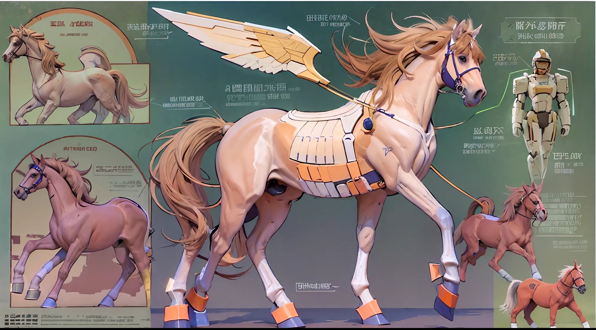 A female centaur,She is famous in the multiverse,She is both a female centaur, half human, half horse, half horse,It is also a female Yingzhao,Her image blends,The head, neck and shoulders of the horse are transformed into beautiful female humans, females, half-centaurs, half-horses, half-humans, half-humans, and human human upper bodies,and a chimera of a female half-horse with a beauty in the female body of the horse's belly,It's like a female human wearing a half-horse-like costume and making a seamless chimera,This chimerization is based on powerful futuristic technology。The ultra-wide-angle lens captures the image of her sleek and ethereal wings charging and leaping on the ionosphere。Her front half is a tall, sexy body with obvious feminine characteristics,Has K cup teardrop-shaped giant tit chest,Small man-waisted butterflies span long legs,The half-horse of the back half of the body is embedded in the front half of the body at the hip position,The horse-shaped half-horse torso form of the back half of the body is completely female and humanized,From the upper end of the sternum, the sexy bent dog style shape of the chest cavity embedded in the lower back position of the beauty body is placed transversely,Then there are the sexy beauty's horizontal waist and abdomen and straight hips,Her entire body has been completely feminized,Includes the half-horse part of the hind body,Mechanized armor covers the knee-shaped anti-joints and feet,And these parts are highly anthropomorphic,This gives her legs a graceful and slender line,She has four slender legs like a supermodel,Under the legs are skinny white feet dressed in Skyscraper Heels,Use Midjourney's advanced stroke tools and color palettes, as well as texture packs, model packs, and texture tools,Concentration,Femaleize all parts of her original equine physiologic appearance,And give these parts an ergonomic appearance,Finely treat the details of tight connections on the structure of the chest, abdominal cavity a