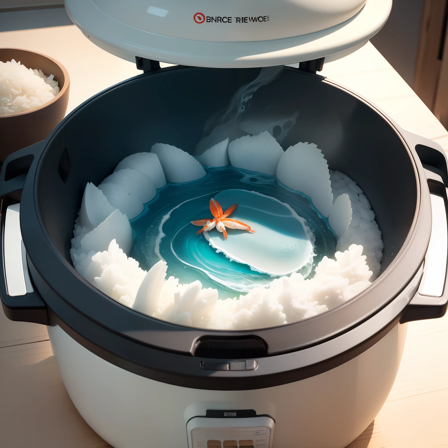 A creative rice cooker brand，Combining the beauty of the marine world with health。It's like a magical ocean，Hidden in this rice cooker are endless delicious seafood。

Imagine opening the lid of a rice cooker，It is as if entering a pure and transparent ocean。On the white rice base，Cute shrimp、Delicious crabs and a variety of fish swim lightly and freely under the water。

Every grain of rice is filled with energy from the sea，Every bite of the meal makes you feel the deliciousness of the ocean。When you taste the rice cooked in this rice cooker，The rich taste of the sea will evoke your desire and yearning for the sea。

Ocean Baby rice cooker，With advanced technical design and high-quality materials，Let you enjoy the bounty of the ocean in your diet。More than just an ordinary rice cooker，It is the messenger of the sea，Bring you more health、Delicious and creative choices。

Whether it's a family meal or enjoying a meal alone，Ocean Baby Rice Cooker can bring you endless surprises。Let's connect to the ocean，Savor the essence of the sea，Feel the unique flavor of the sea。Ocean baby，Make every bite a magical adventure。