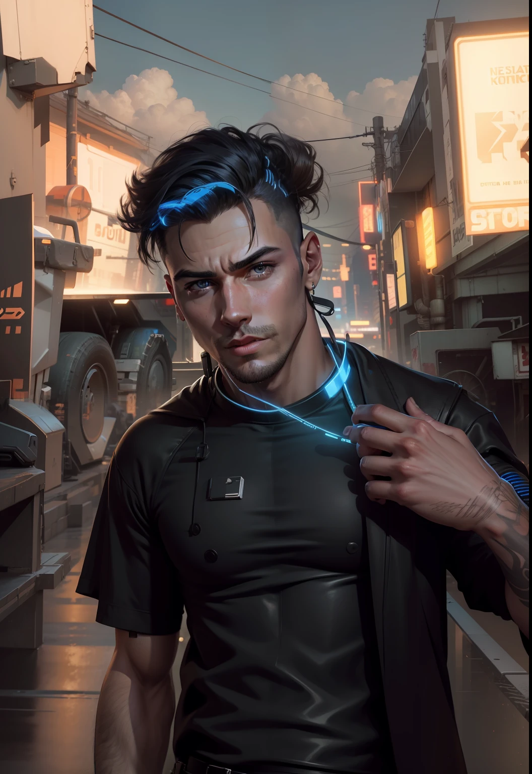 Change the background cyberpunk handsome boy realistic face.8k ultra Realistic