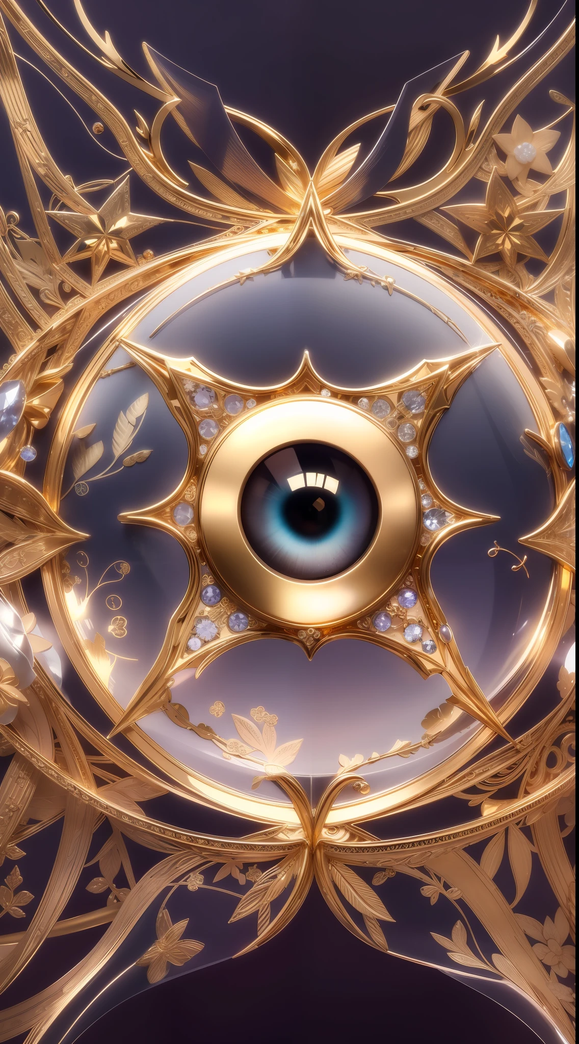 Ultra transparent 8k wallpaper, Brilliant depiction of details, Charming and energetic breeze, Mysterious and seductive angle, Glamorous and glamorous gold-rimmed star-shaped eye ornament, Attractive necklace jewelry, Mesmerizing eye detail, Perfectly presented big eyes,