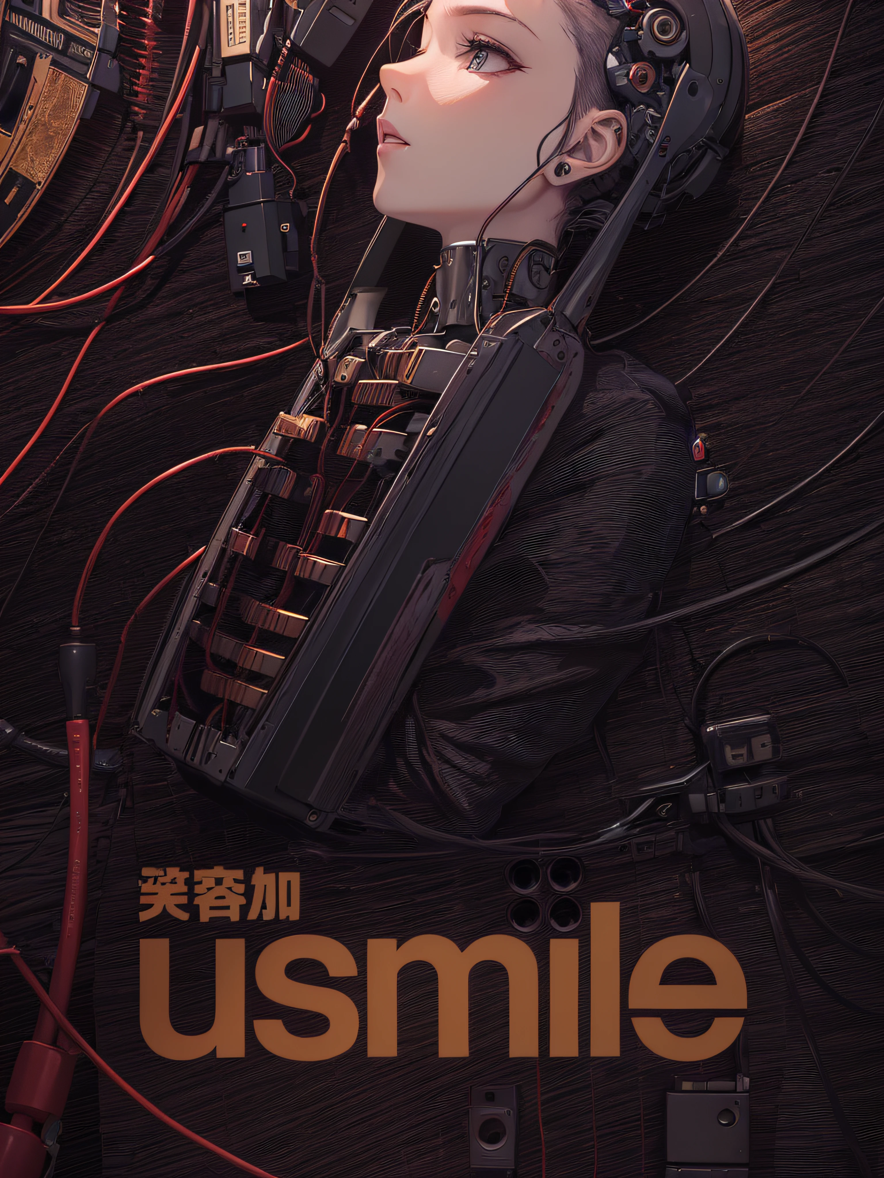 (((Masterpiece))), (((Best quality))), ((Ultra-detailed)), (CG illustration), ((an extremely devious and beautiful)),(cute desktop face),Cinematic light ,((1 mechanical girl)),solo person,full bodyesbian,(Machine-made joints:1.4),((Mechanical limb)),(Blood vessels connected to the tube),((The mechanical spine is attached to the back)),((The mechanical cervical vertebrae are attached to the neck),((sitted)),face expressionless,(Wires and cables are attached to the head and body:1.5),(Character focus),sci-fy,Contre-Jour,