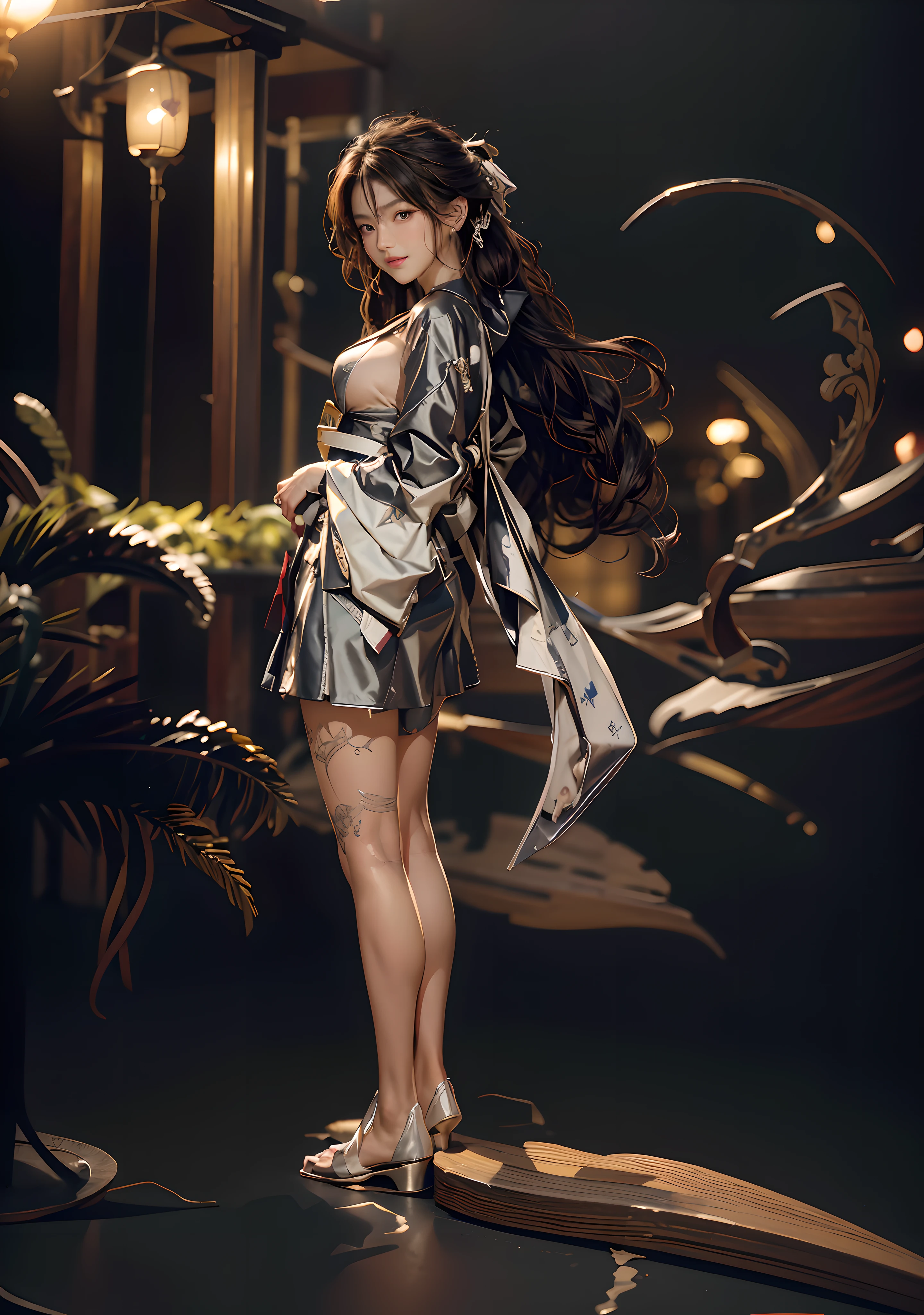 tmasterpiece, best qualtiy, Ultra photo realsisim, ultra - detailed, 8K分辨率, RAW photos, (1girll), Gorgeous face, Japanese and Russian mix, Perfect body, a mature female, 30 age old, Raised sexy, cheerfulness, posed for photo, with long coiled hair, messy hair, A masterpiece of smiles, best qualtiy, Ultra photo realsisim, ultra - detailed, 8K分辨率, RAW photos, (1girll), Gorgeous face, Japanese and Russian mix, Perfect body, a mature female, 30 age old, Raised sexy, cheerfulness, posed for photo, with long coiled hair, messy hair, ssmile,extreme hight detail(Delicate light and shadow,The picture is highly dramatic,), Beautiful and beautiful, tmasterpiece,best qualtiy,Ultra high quality,tmasterpiece,Perfect illustration, Glowing skin,perfectly proportions,perfect bodies,,Large breasts,cabelos preto e longos,Exquisite facial features,