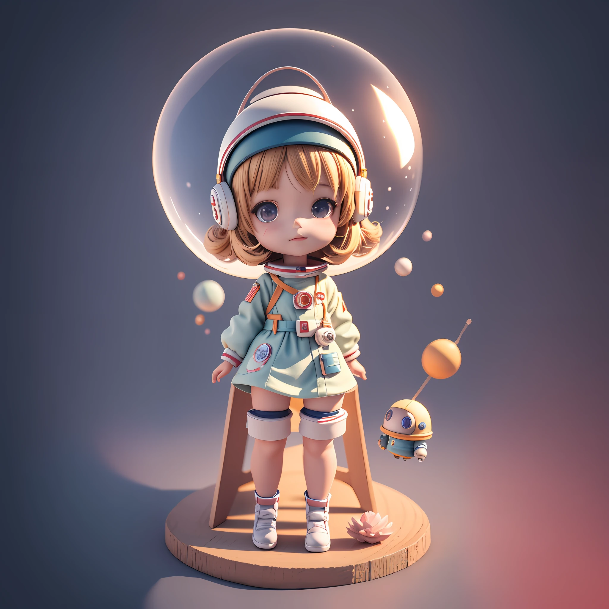 Anime - a girl in a spacesuit with a robot style image, cute 3 d render, render of a cute 3d anime girl, Cute detailed digital art, portrait anime space cadet girl, 3 D rendering character art 8 K, lovely digital painting, 3 d render stylized, adorable digital art, girl in space, Female explorer mini cute girl