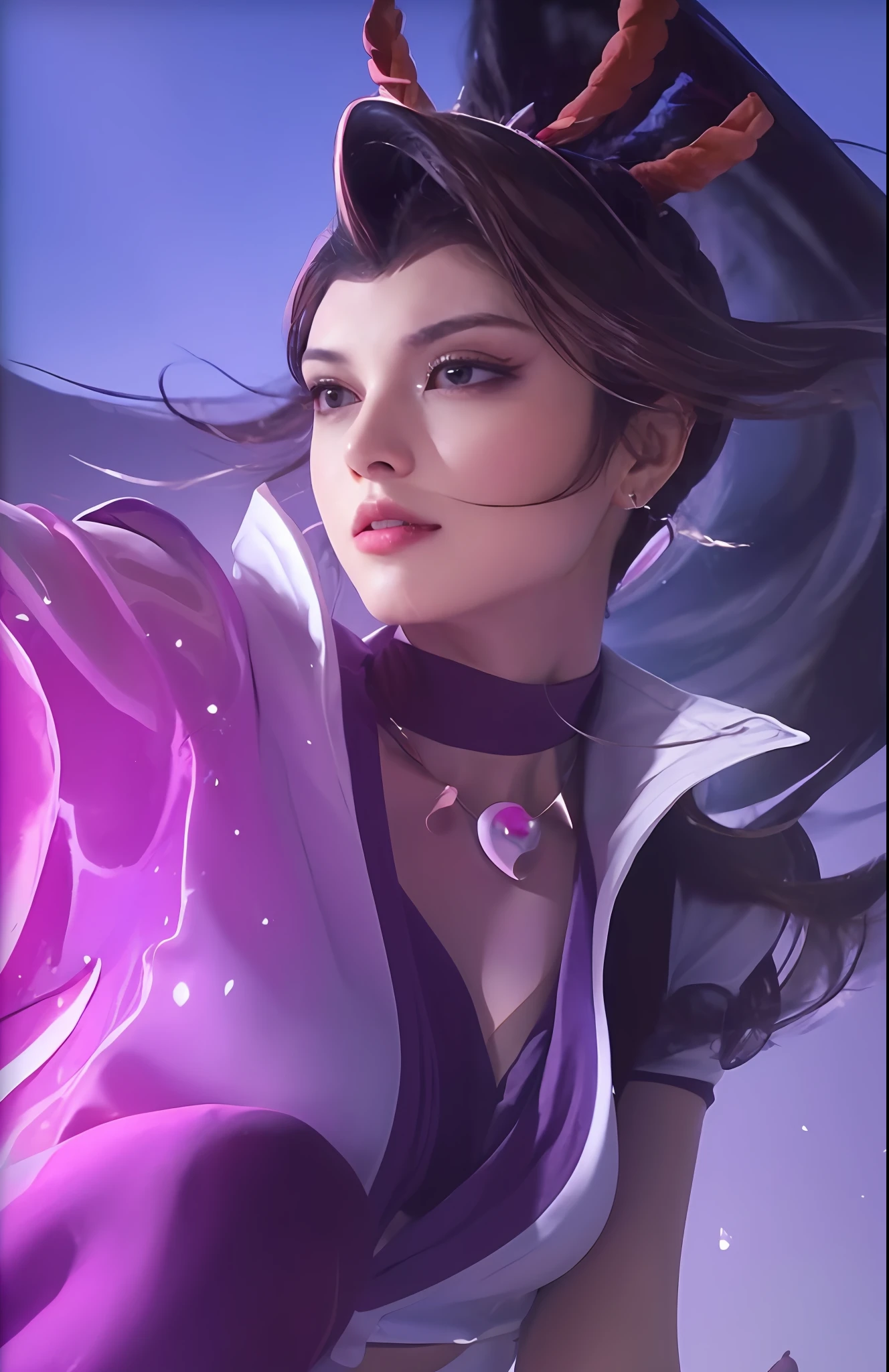 ((Best Quality, 8K, Masterpiece: 1.3)), Sharp: 1.2, Perfect Body Beauty: 1.4, Slim Abs: 1.2, ((Layered Hairstyle, Big Breasts: 1.2)), (Wet White Button Long Shirt: 1.1), (Rain, Street: 1.2), Wet: 1.5, Highly detailed face and skin texture, detailed eyes, double eyelids, side face looking at the camera